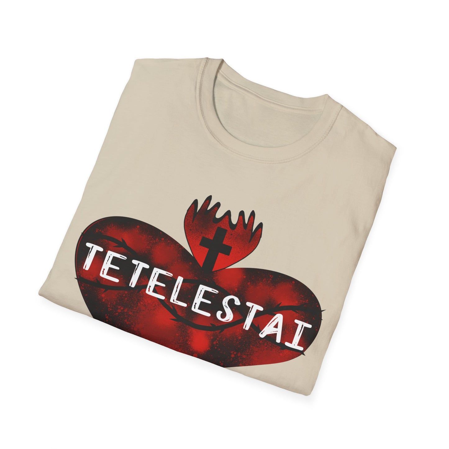 Tetelestai sacred heart of Jesus unisex Softstyle T-Shirt