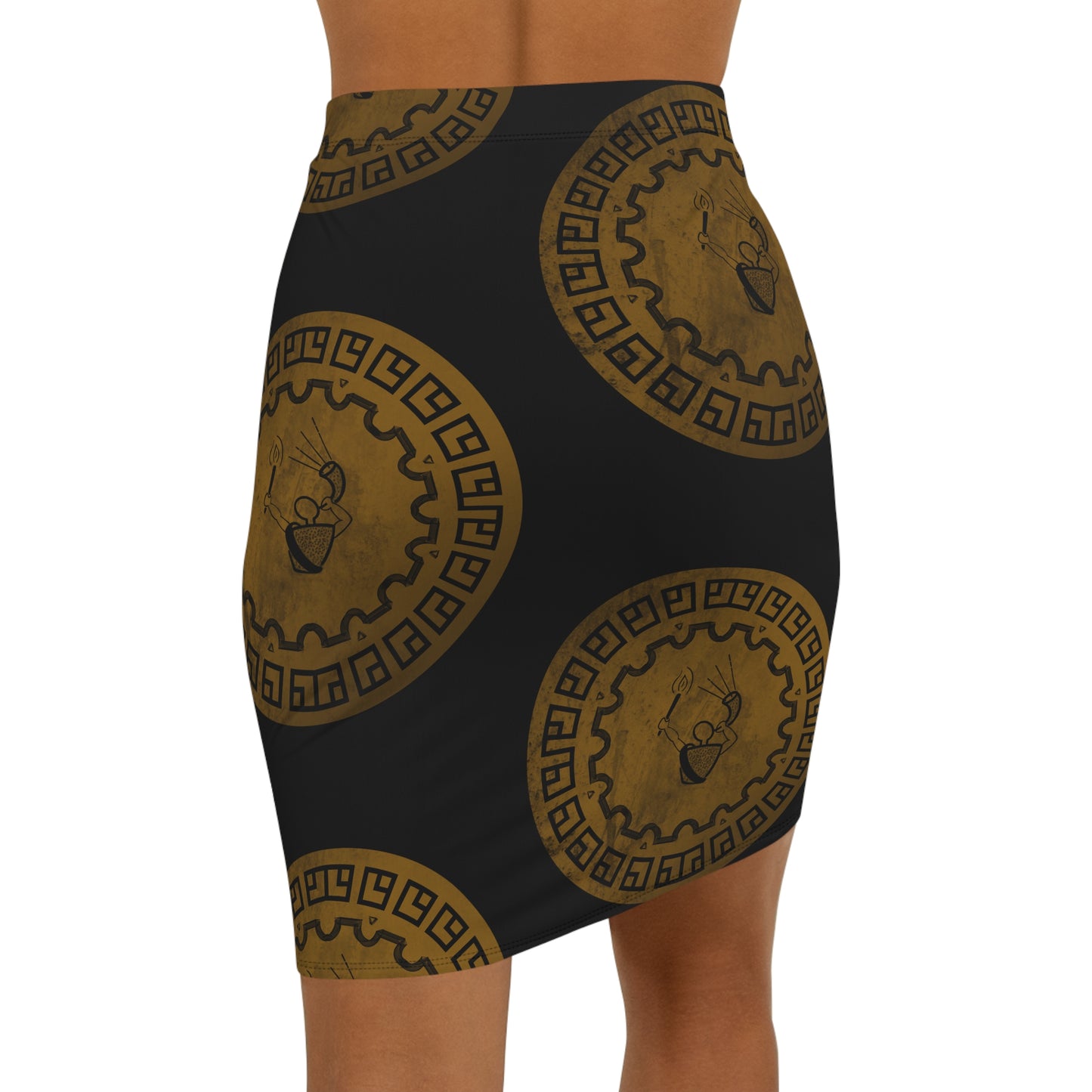 Gideon Spinning Wheel Women's Mid-Waist Pencil Skirt (AOP)