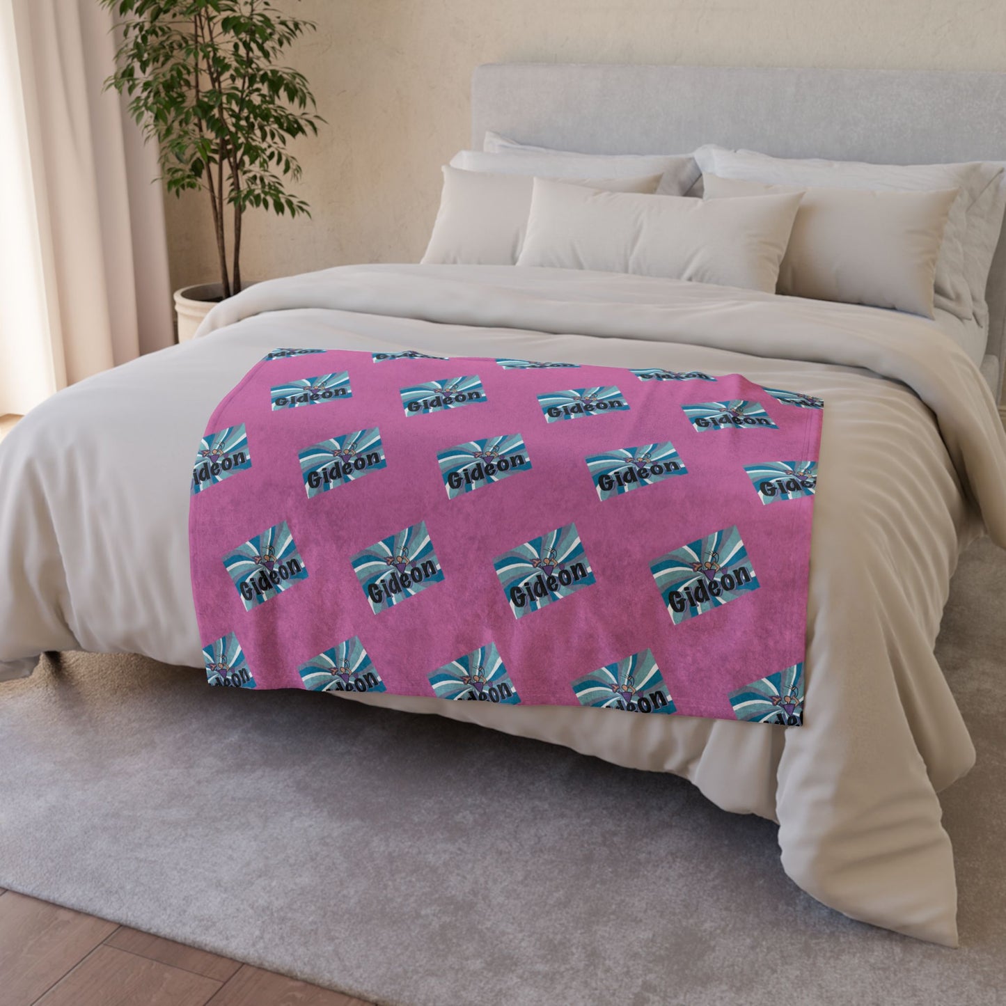 Gideon Pink and Blue Soft Polyester Blanket