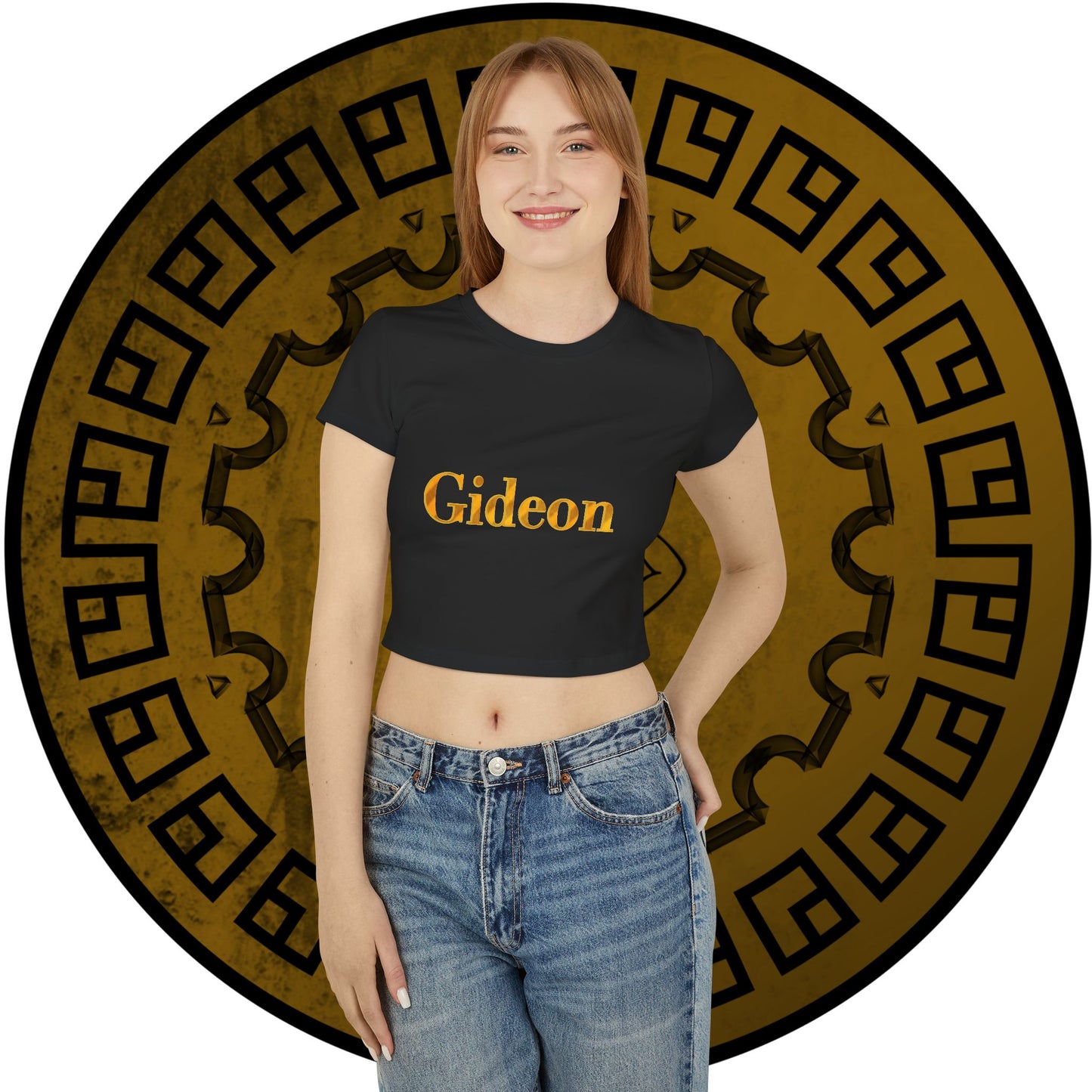 Gold text Gideon Women's Baby Tee