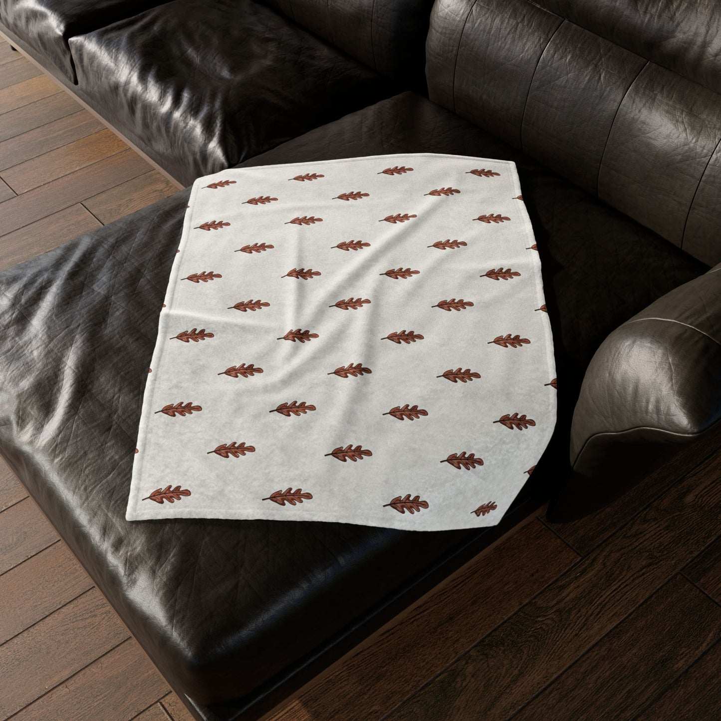 Brown Oak Leaves Soft Polyester Blanket