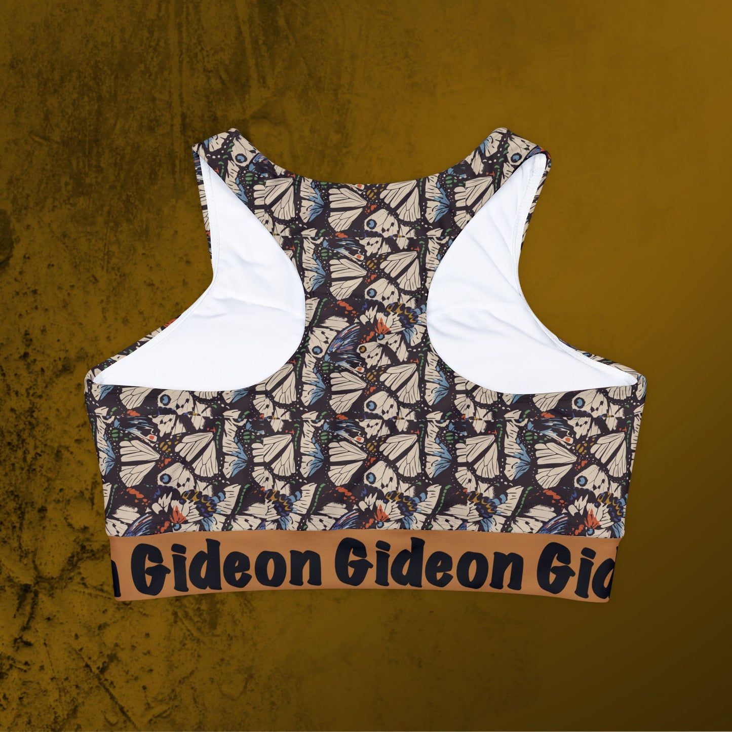 Butterflies Fully Lined, Padded Sports Bra (AOP)