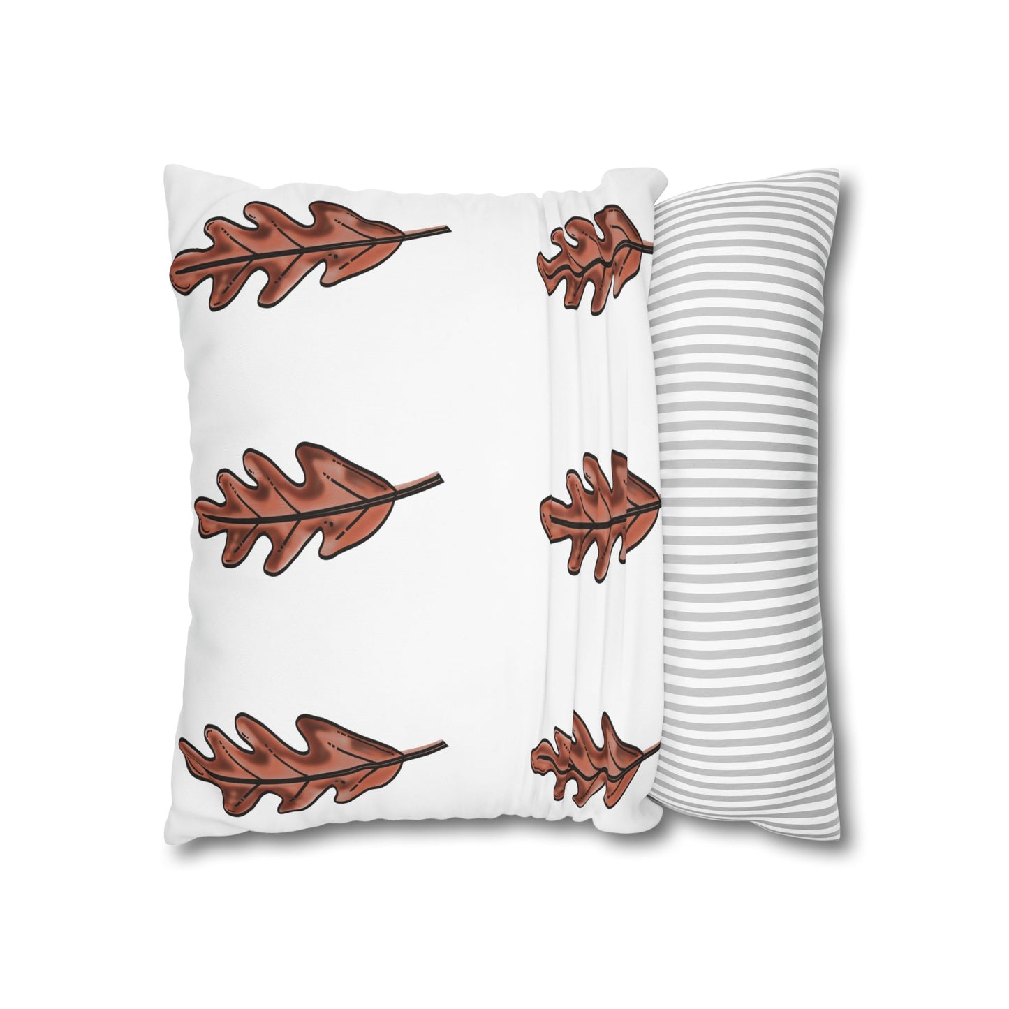 Brown Oak Leaves Square Poly Canvas Pillowcase