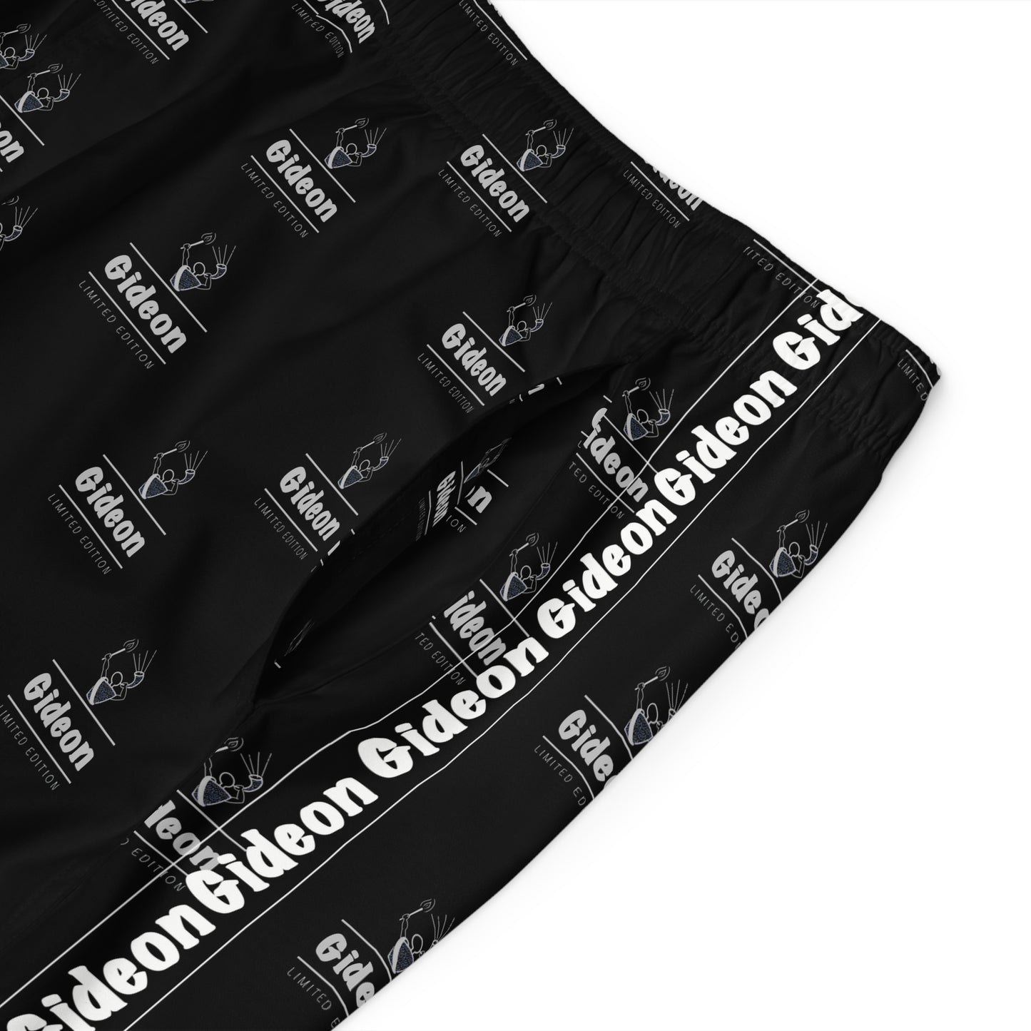 Gideon White grey limited edition on Black Men's Board Shorts (AOP)