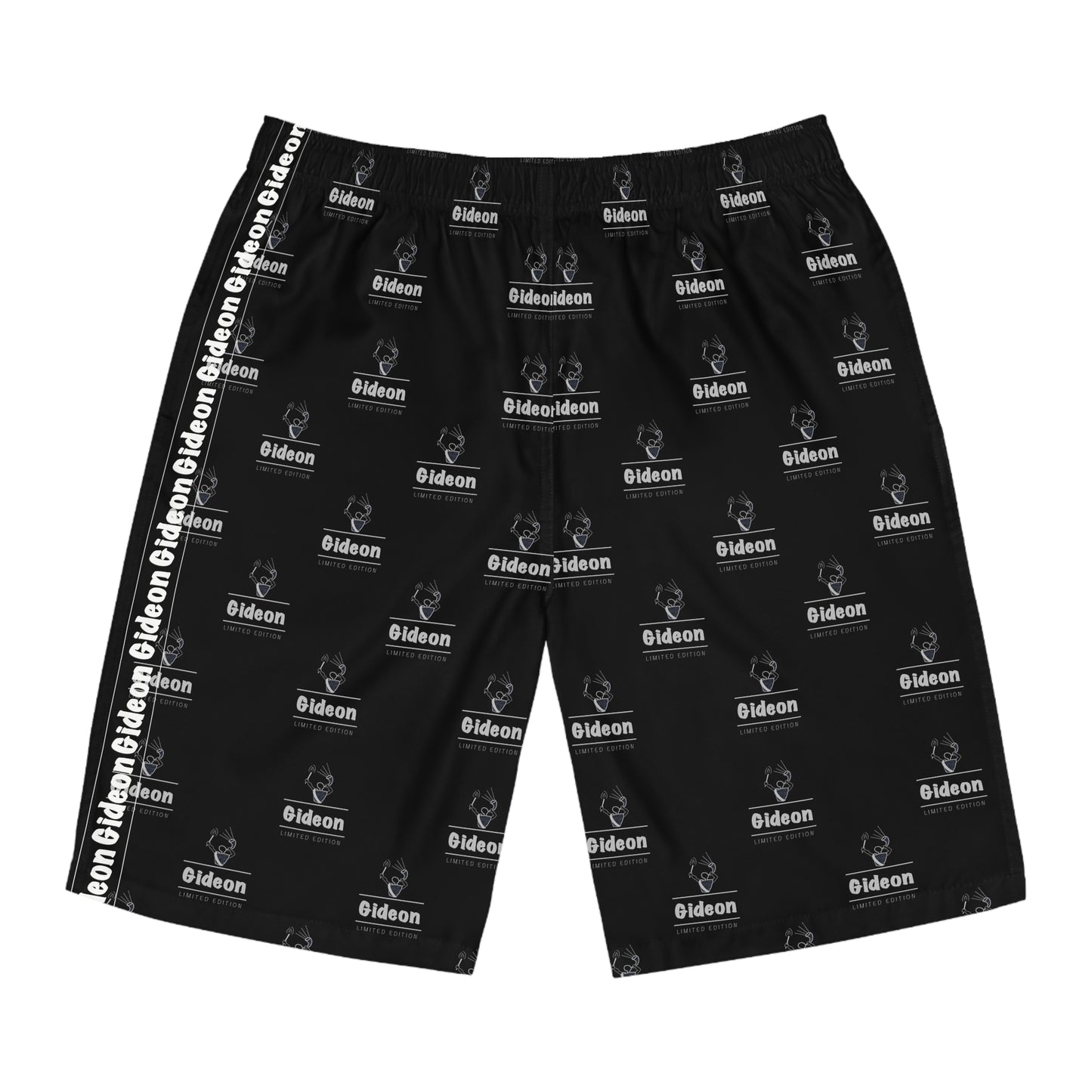 Gideon White grey limited edition on Black Men's Board Shorts (AOP)