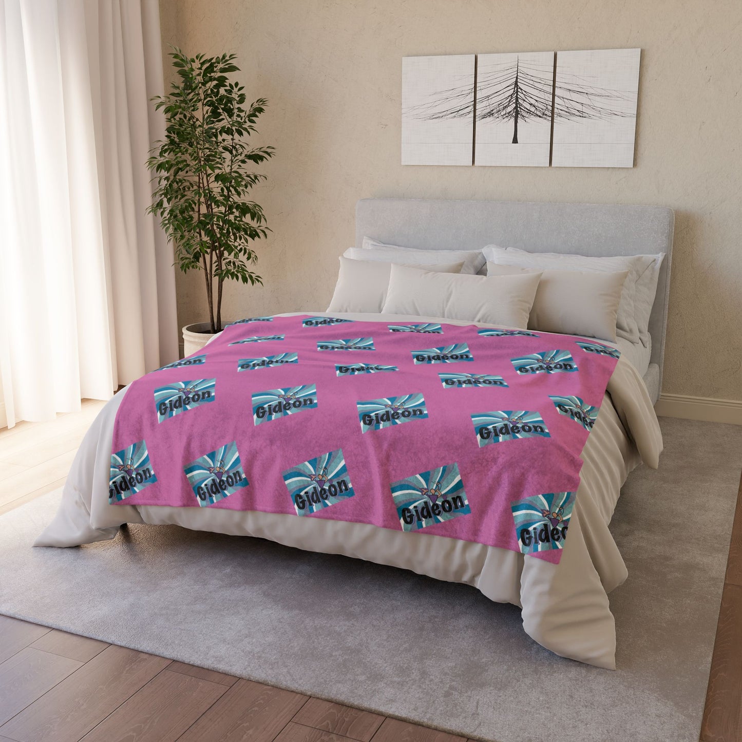Gideon Pink and Blue Soft Polyester Blanket