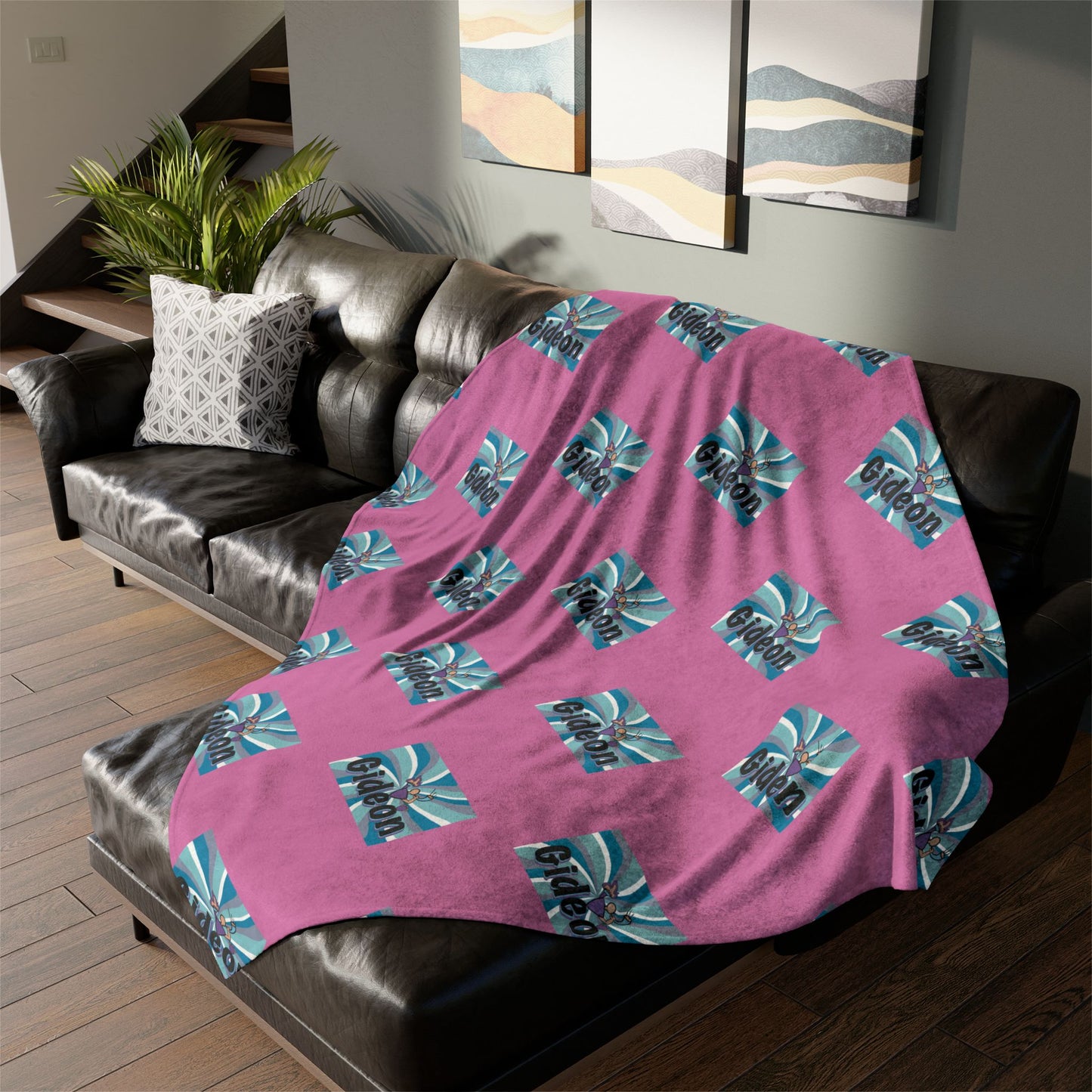 Gideon Pink and Blue Soft Polyester Blanket