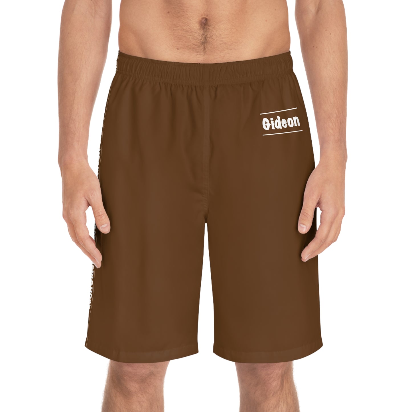 Gideon White on Brown Men's Board Shorts (AOP)