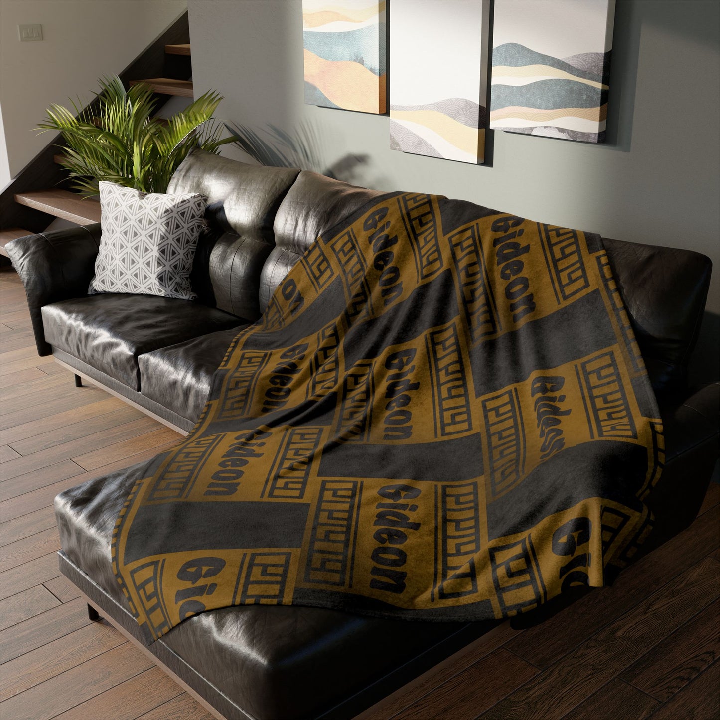 Gideon Black and Brown Soft Polyester Blanket