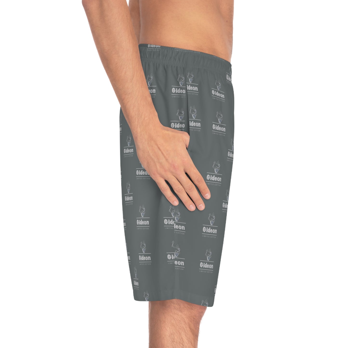 Gideon grey limited edition on DARK GREY Men's Board Shorts (AOP)