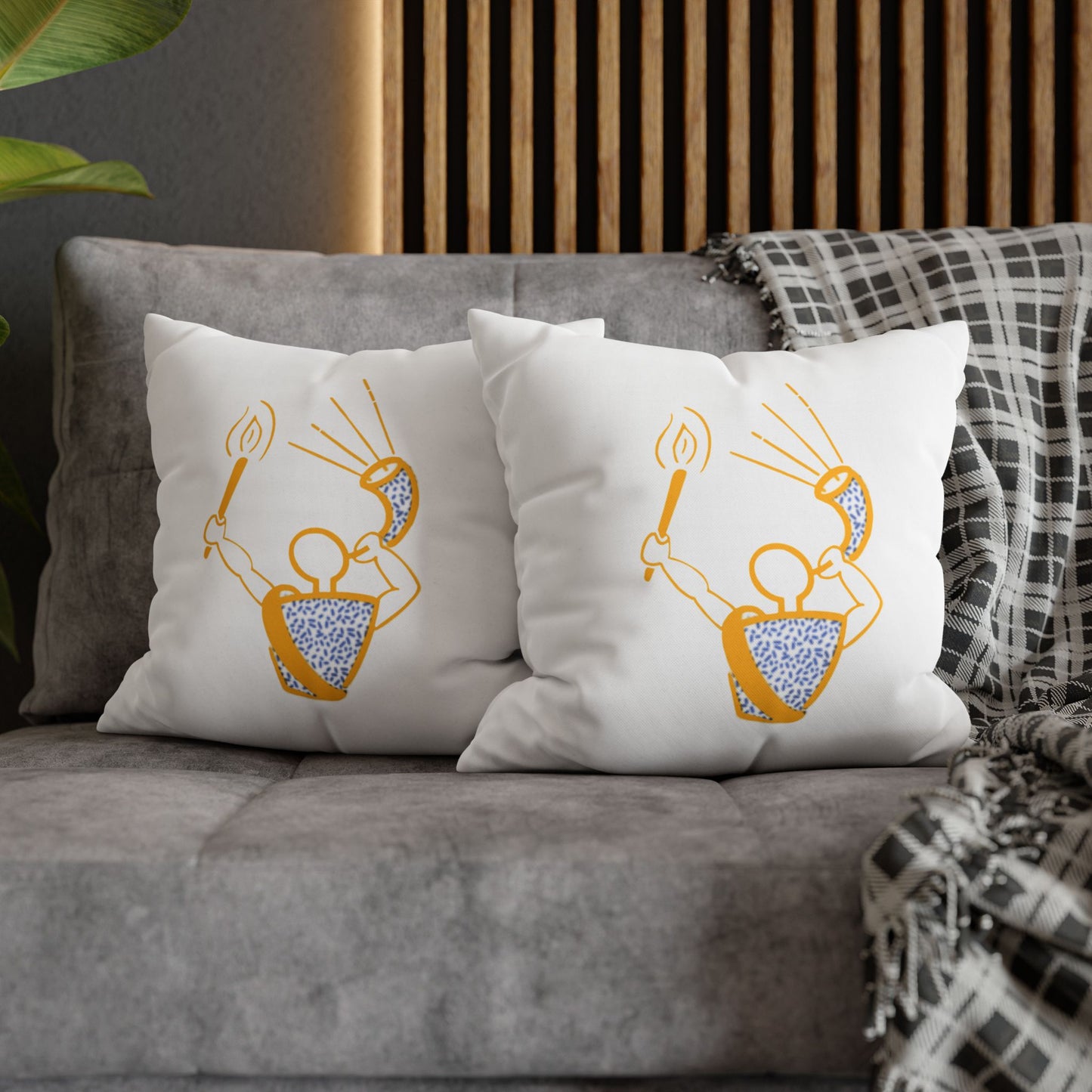 Gideon Ram and Torch Square Poly Canvas Pillowcase