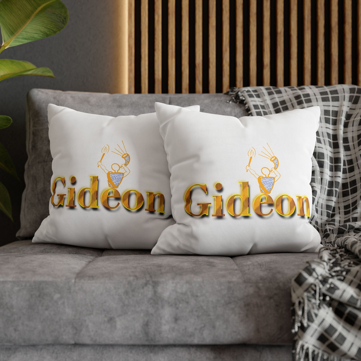 Gideon text with Ram and Torch Square Poly Canvas Pillowcase