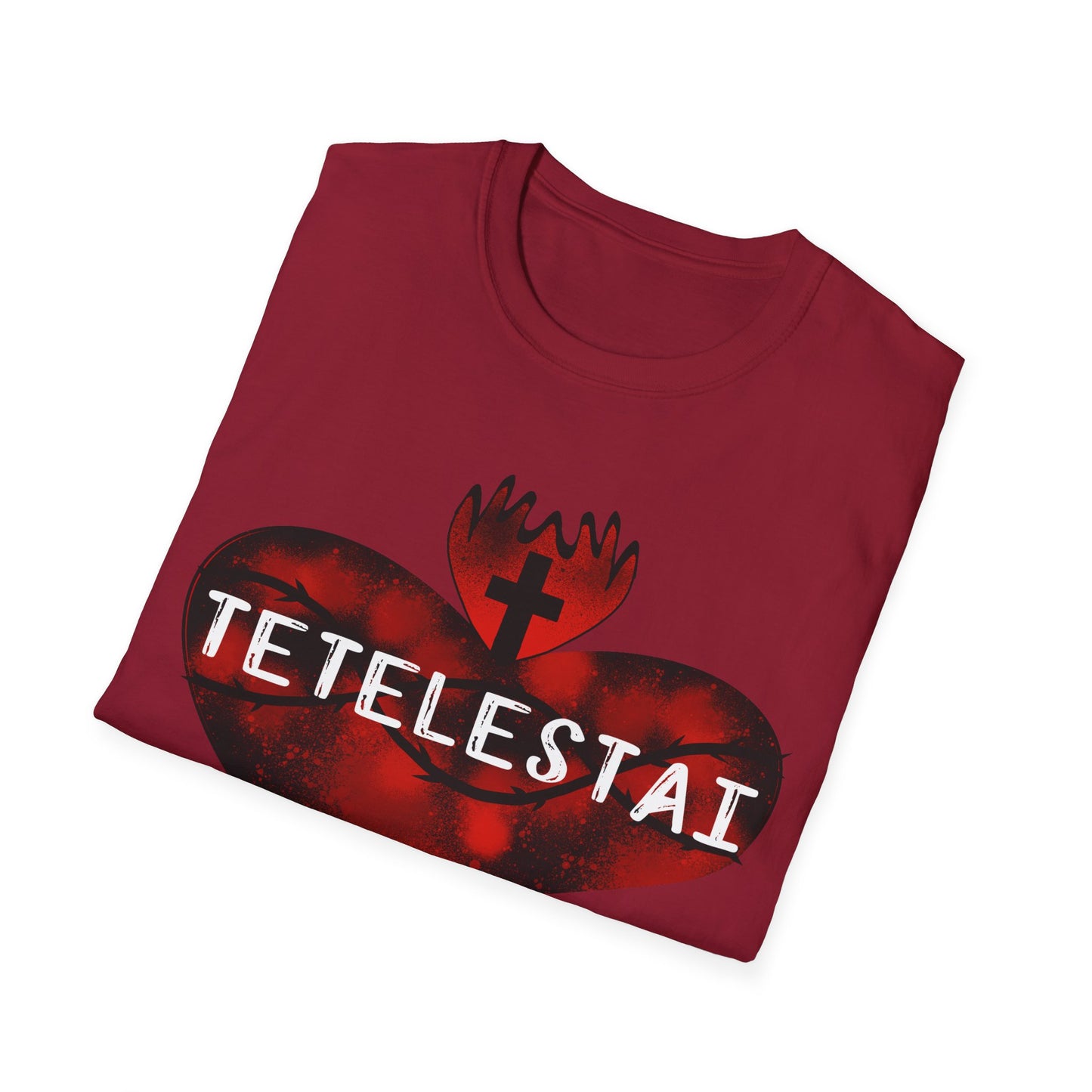 Tetelestai sacred heart of Jesus unisex Softstyle T-Shirt