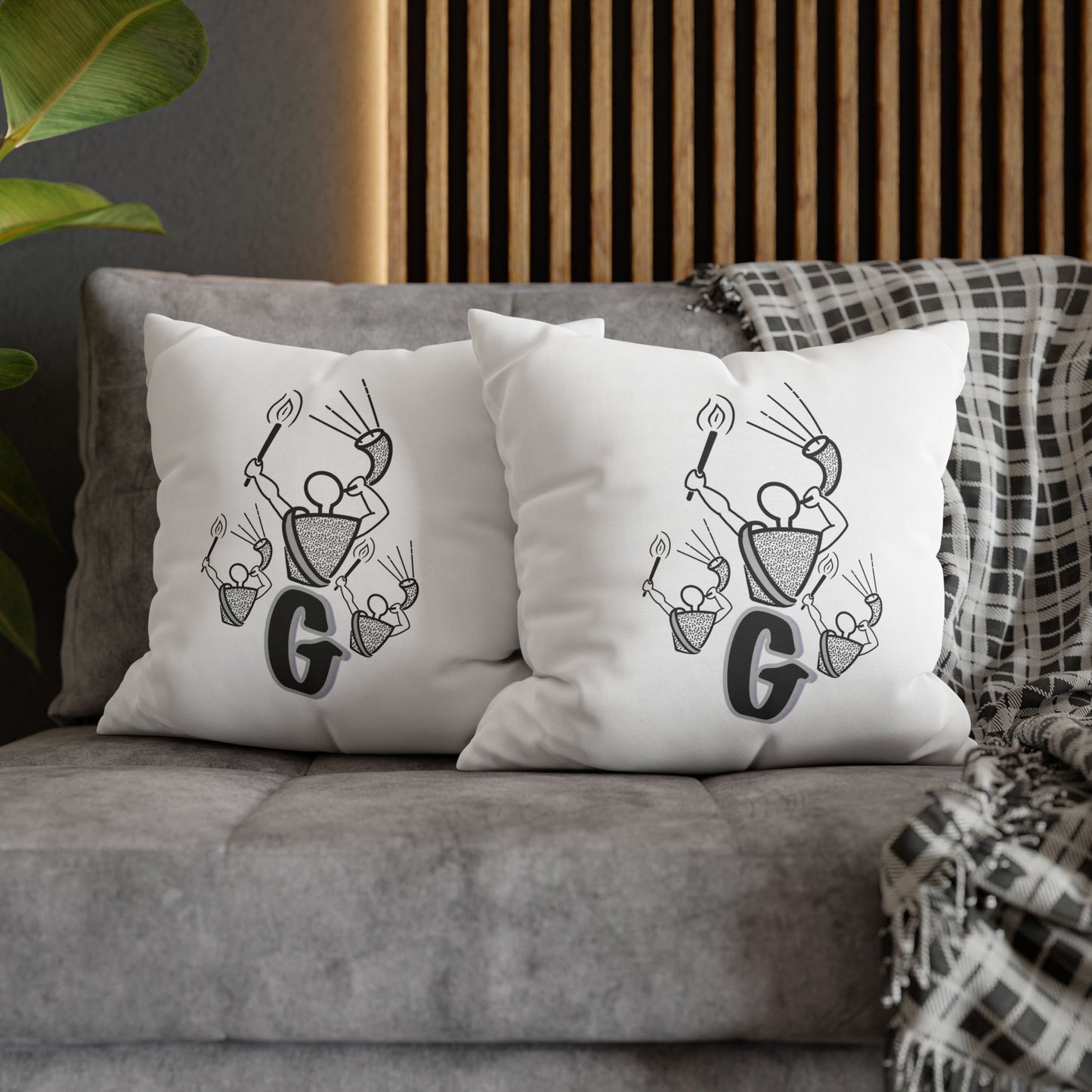 Gideon B/W Square Poly Canvas Pillowcase