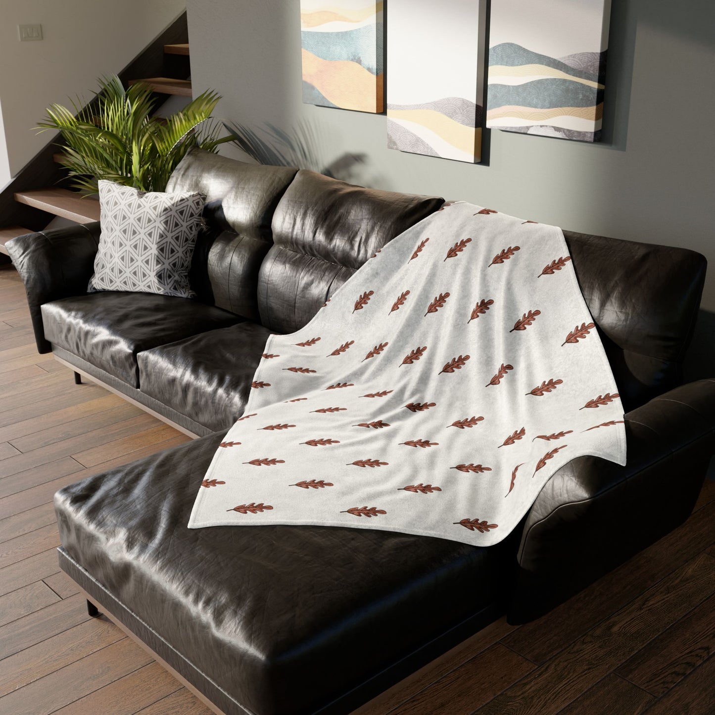 Brown Oak Leaves Soft Polyester Blanket