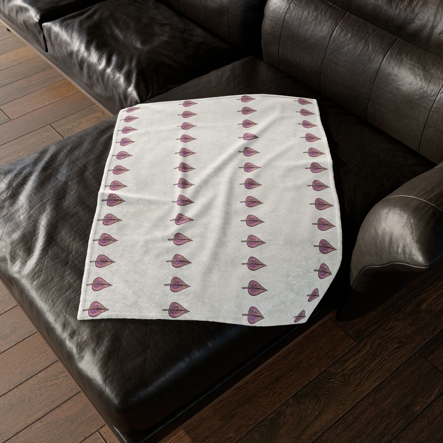 Pink with Yellow Hue LeavesSoft Polyester Blanket