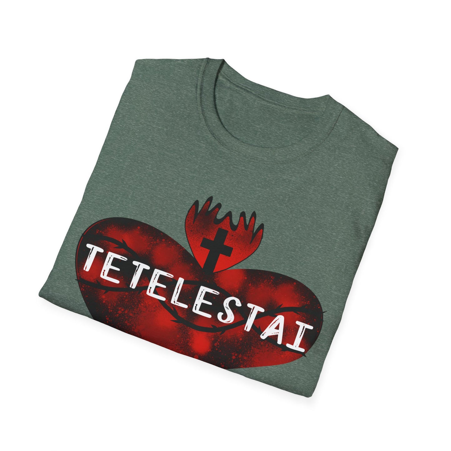 Tetelestai sacred heart of Jesus unisex Softstyle T-Shirt