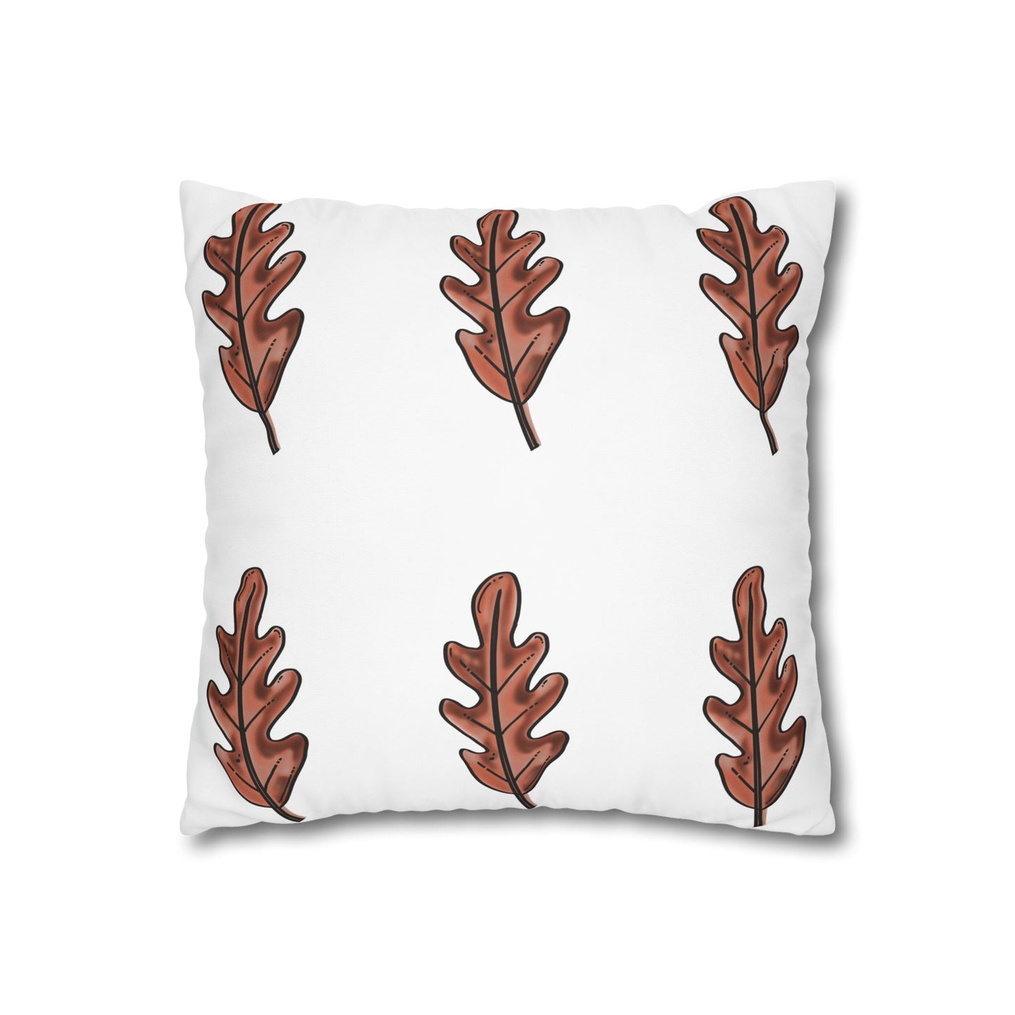 Brown Oak Leaves Square Poly Canvas Pillowcase
