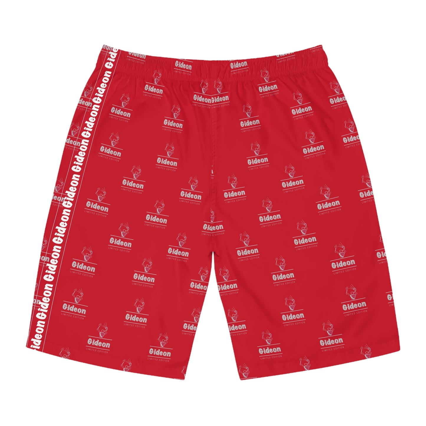 Gideon White grey limited edition on Red Men's Board Shorts (AOP)