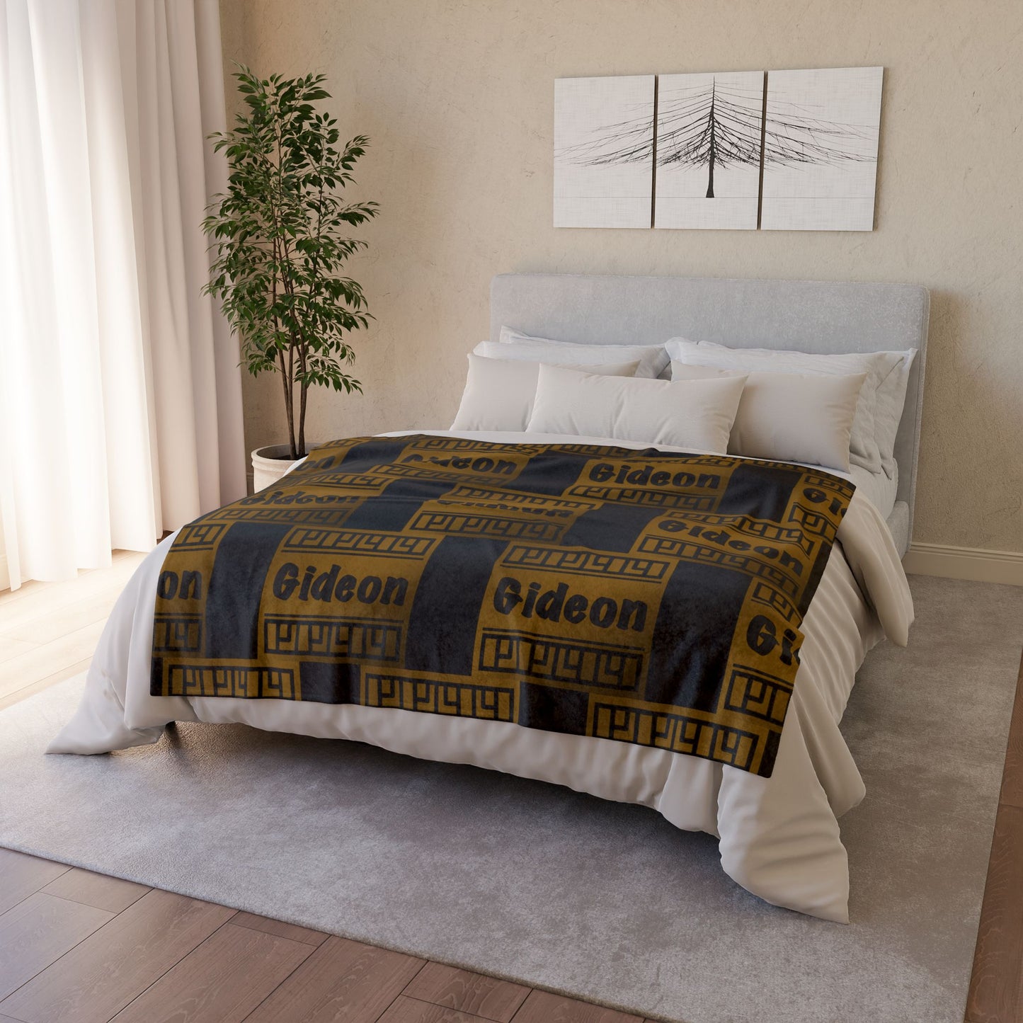Gideon Black and Brown Soft Polyester Blanket