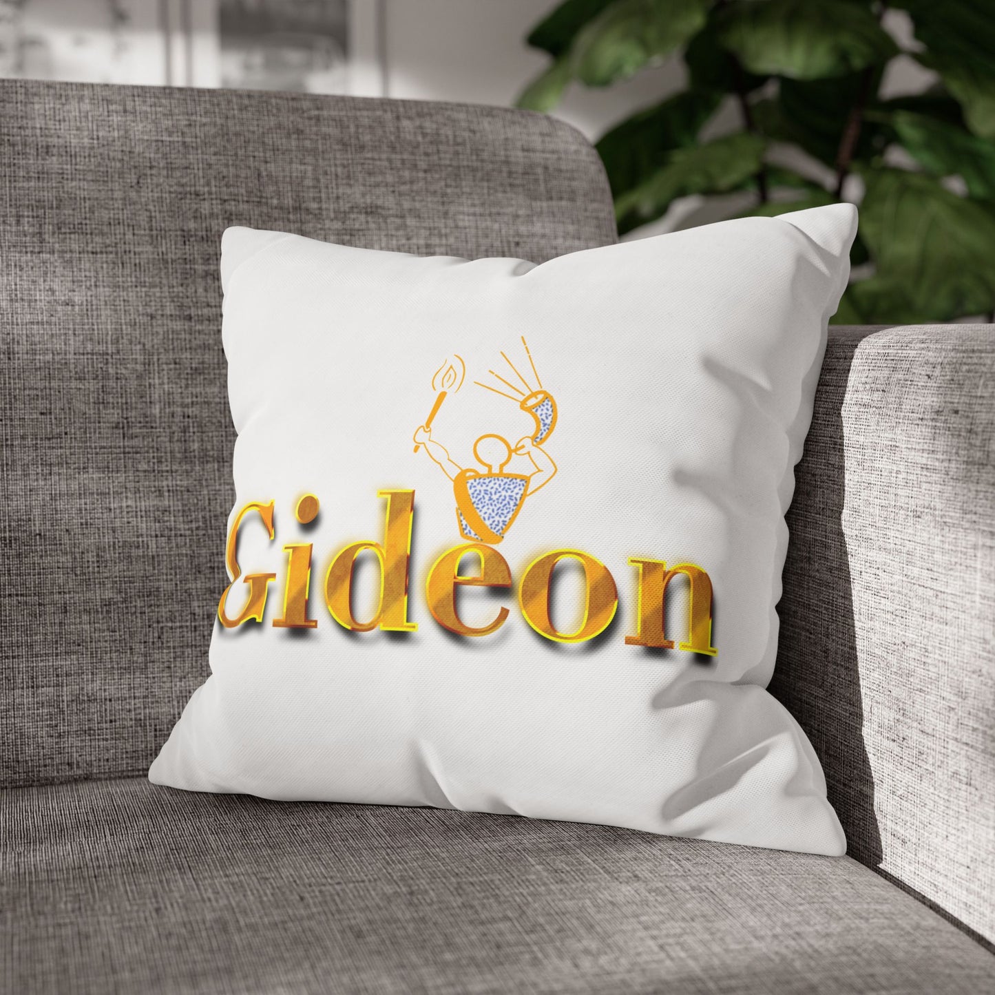 Gideon text with Ram and Torch Square Poly Canvas Pillowcase