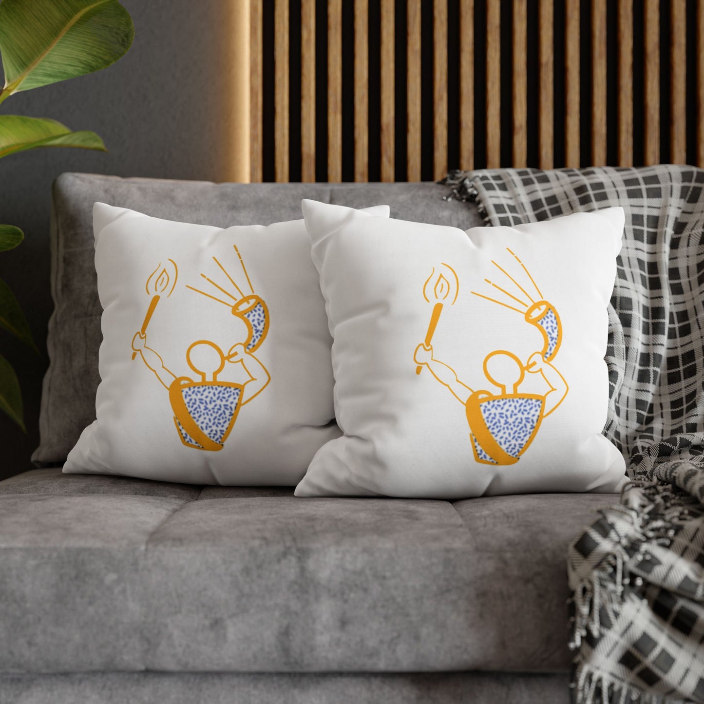 Gideon Ram and Torch Square Poly Canvas Pillowcase