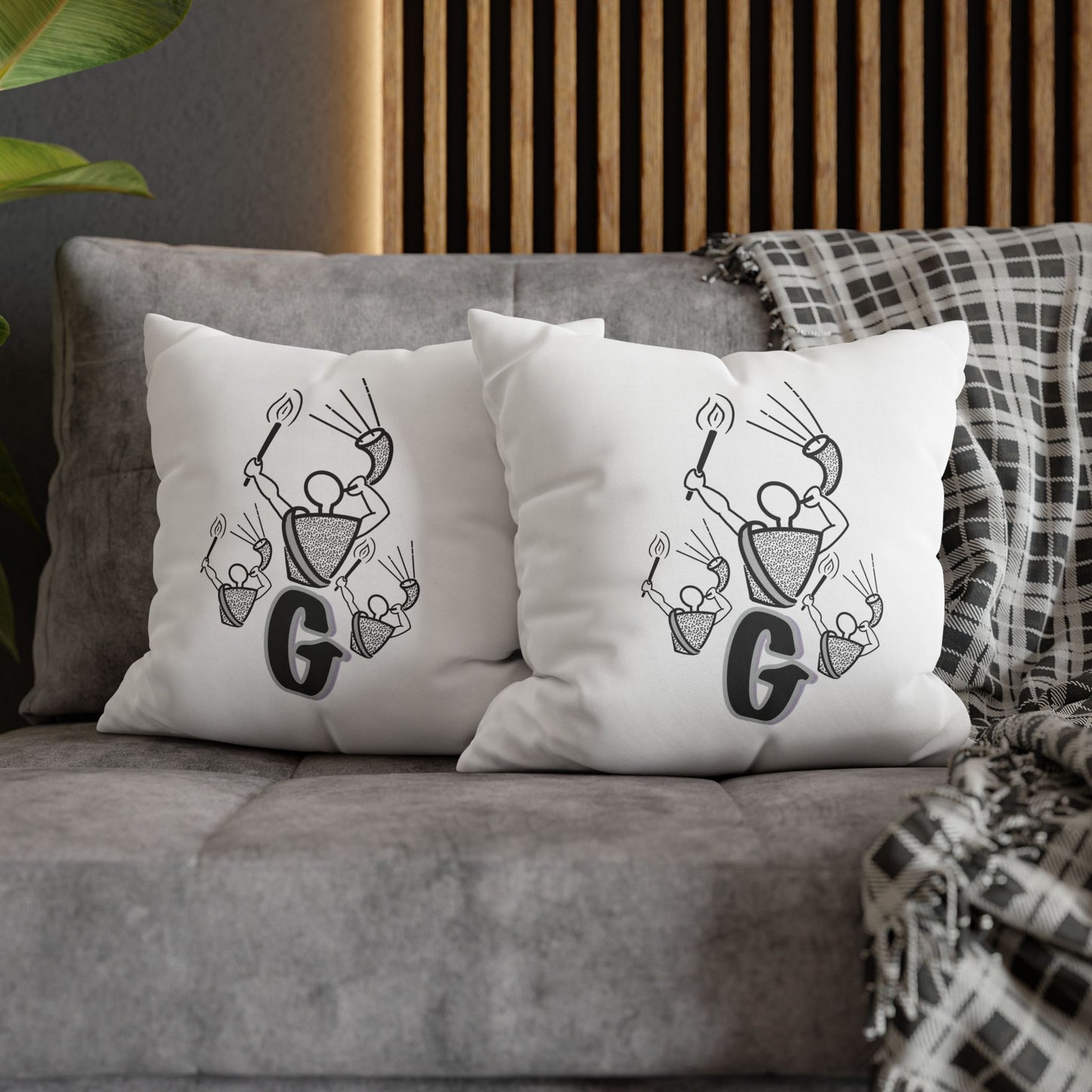 Gideon B/W Square Poly Canvas Pillowcase