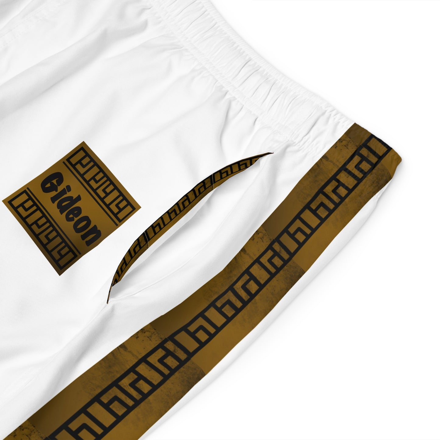 Gideon design on White Men's Board Shorts (AOP)