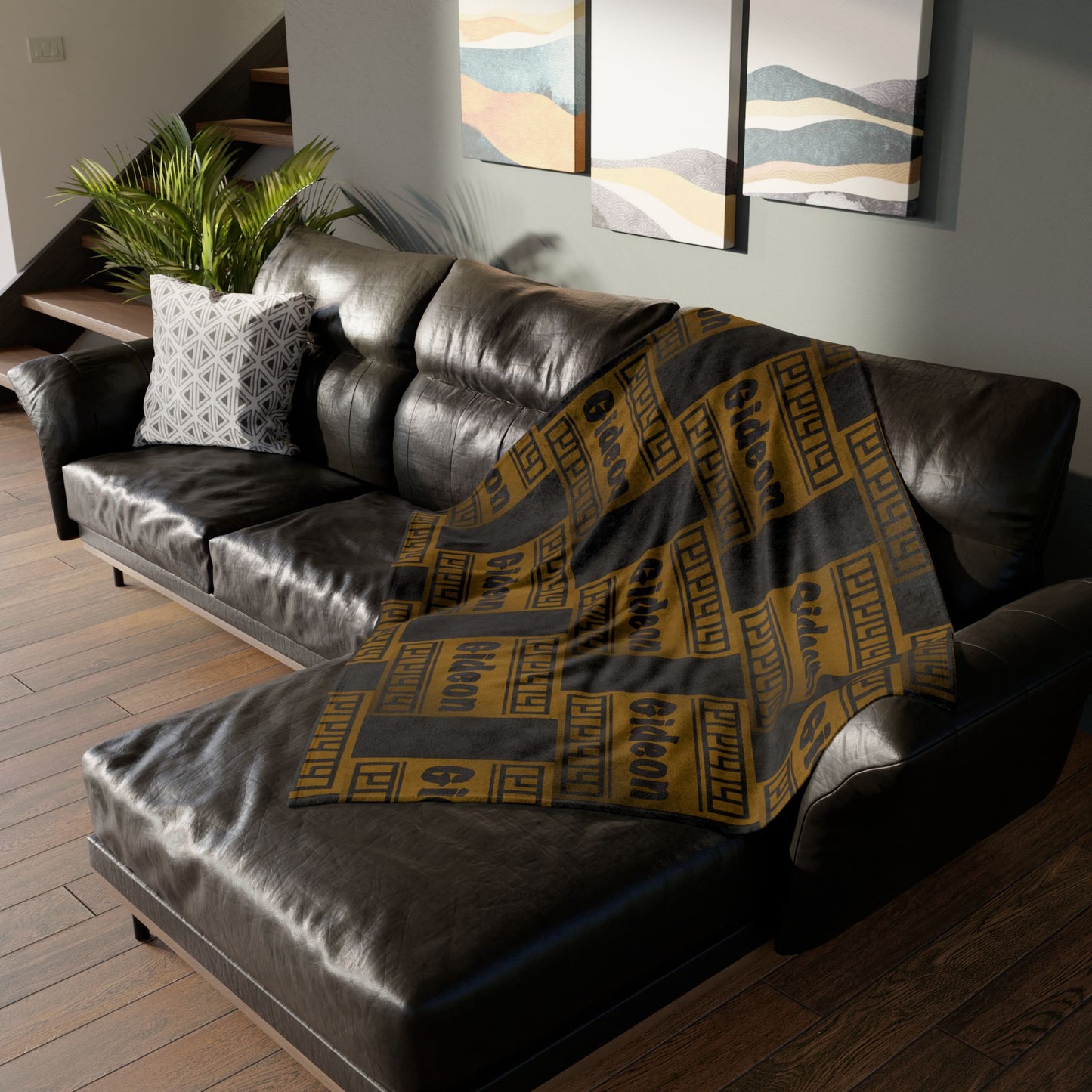 Gideon Black and Brown Soft Polyester Blanket