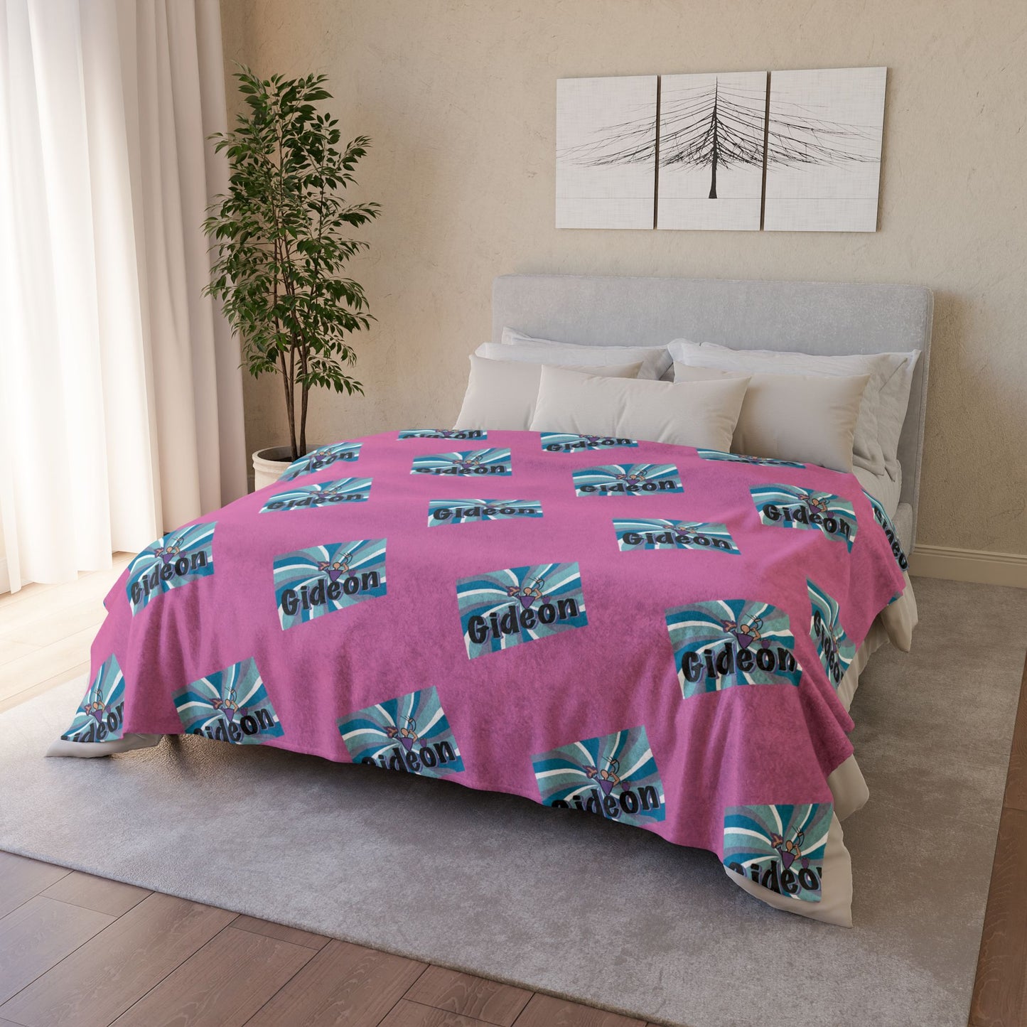 Gideon Pink and Blue Soft Polyester Blanket