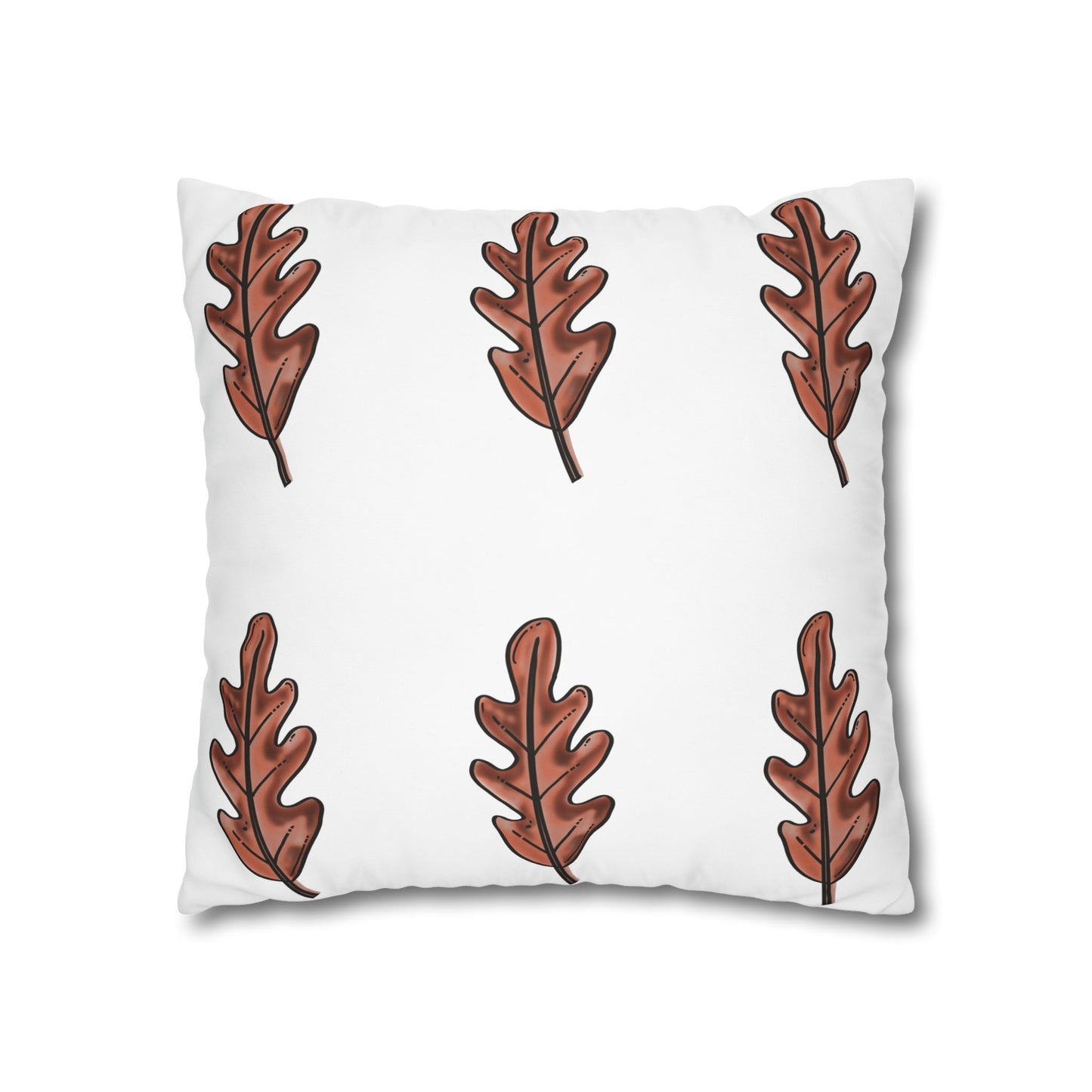 Brown Oak Leaves Square Poly Canvas Pillowcase