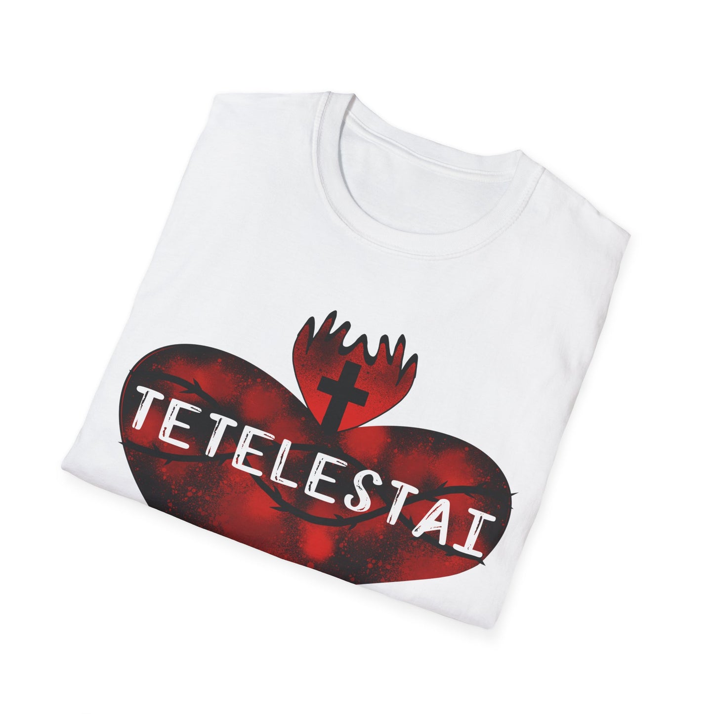 Tetelestai sacred heart of Jesus unisex Softstyle T-Shirt