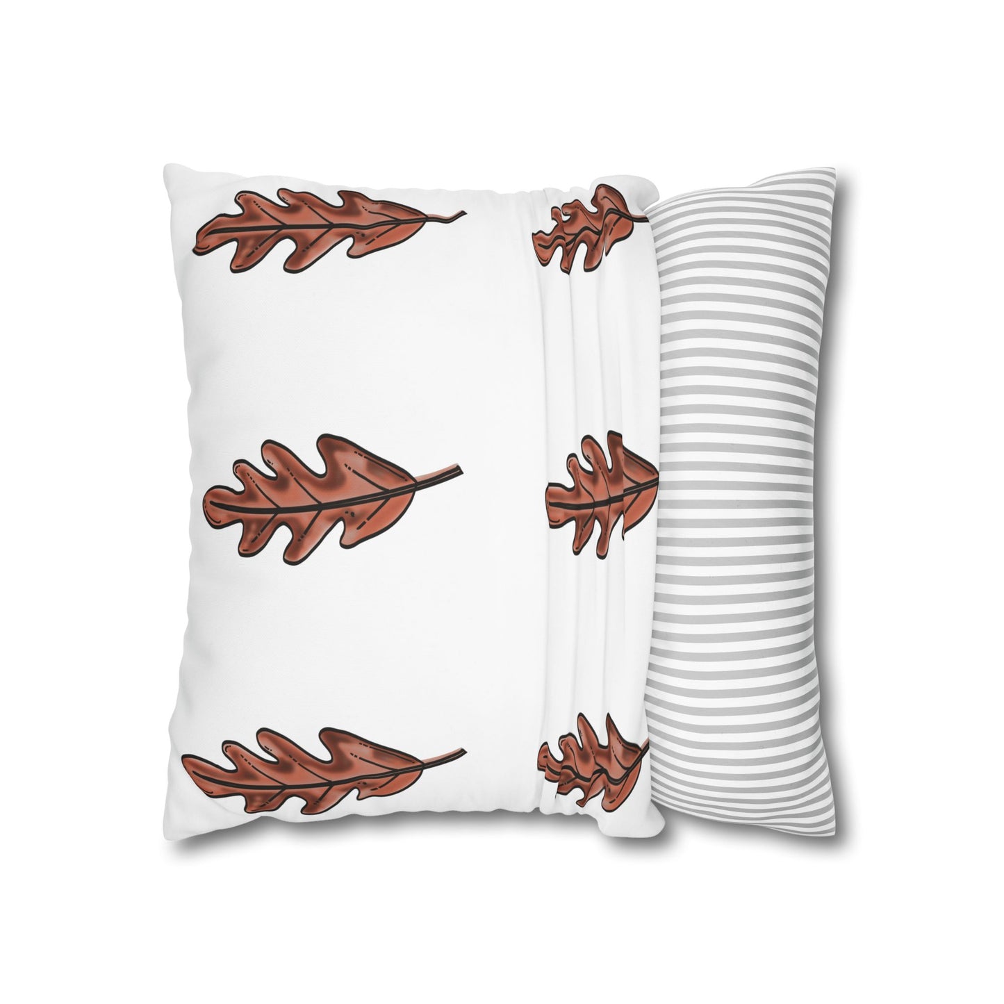 Brown Oak Leaves Square Poly Canvas Pillowcase