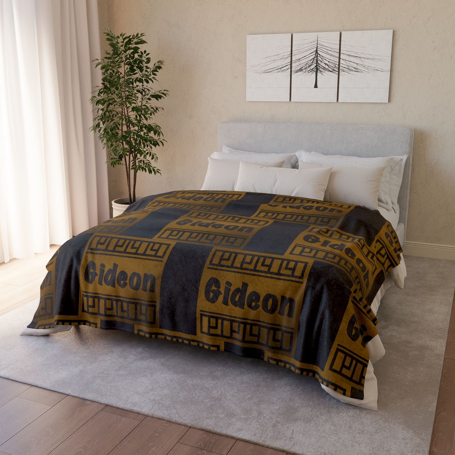 Gideon Black and Brown Soft Polyester Blanket