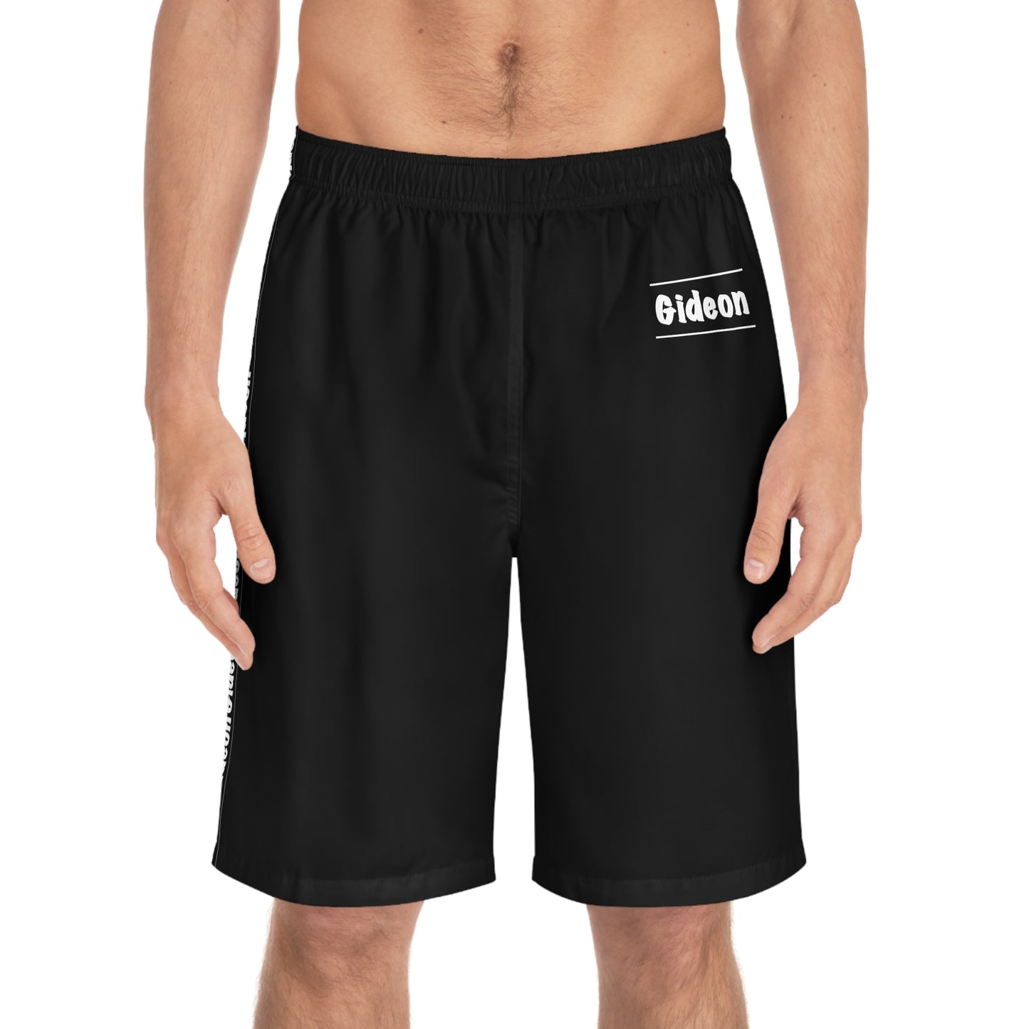Gideon White on Black Men's Board Shorts (AOP)