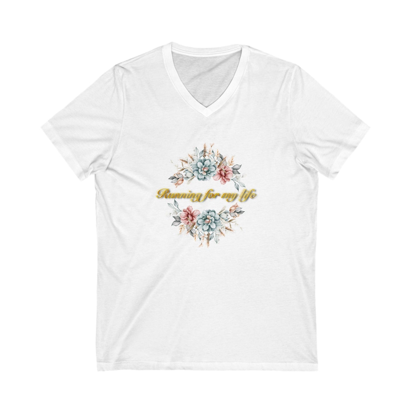 Running away Unisex Jersey Short Sleeve V-Neck Tee