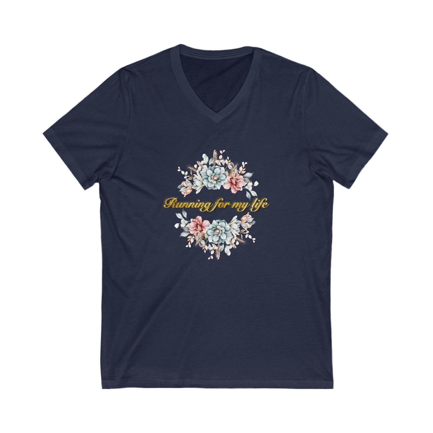 Running away Unisex Jersey Short Sleeve V-Neck Tee
