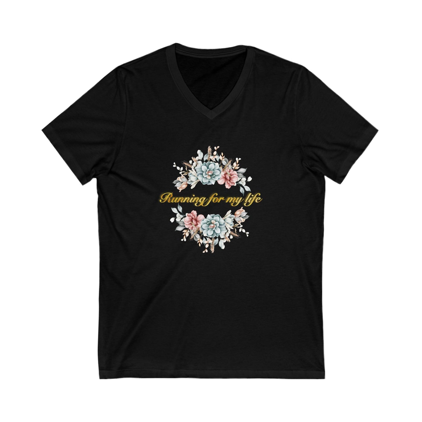 Running away Unisex Jersey Short Sleeve V-Neck Tee