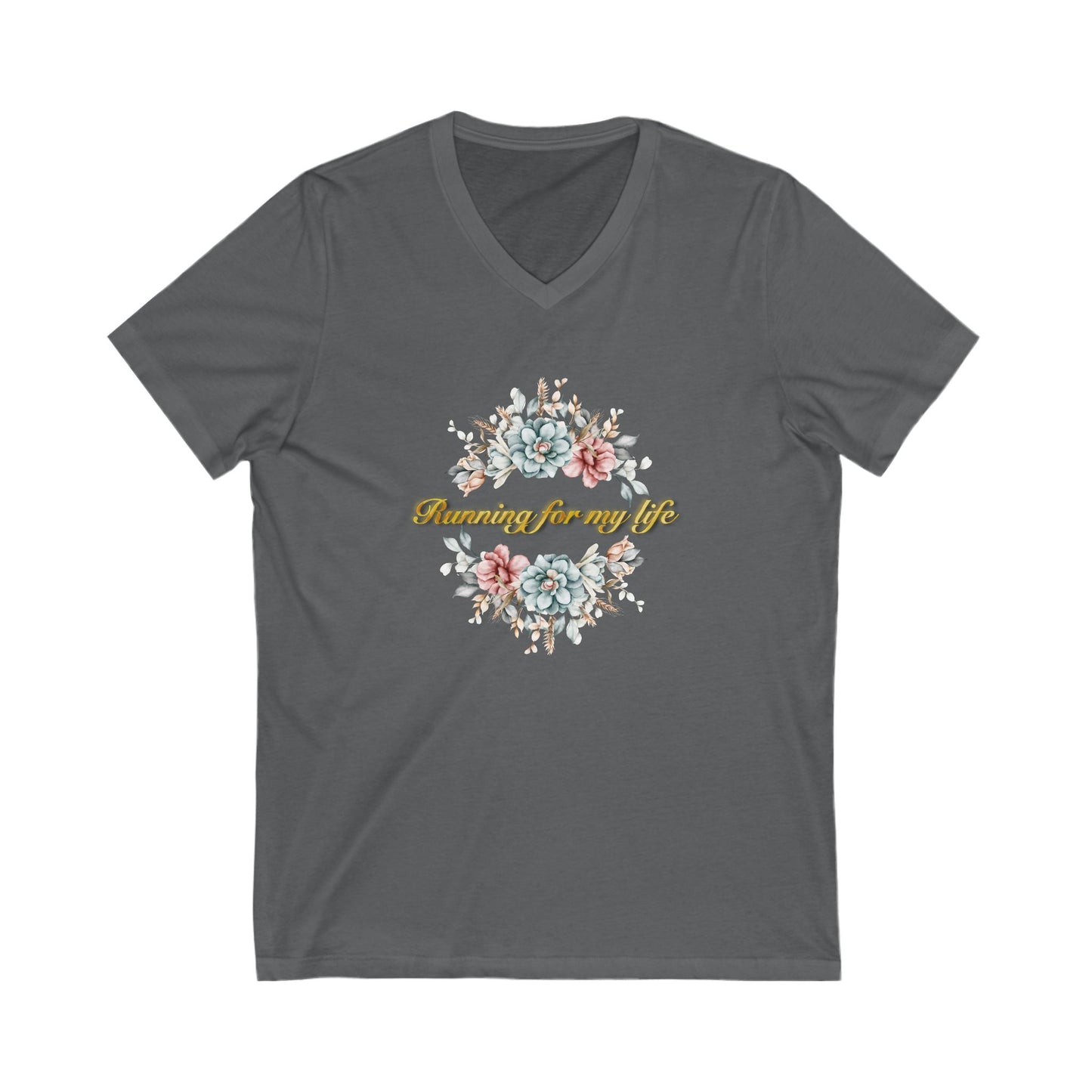 Running away Unisex Jersey Short Sleeve V-Neck Tee