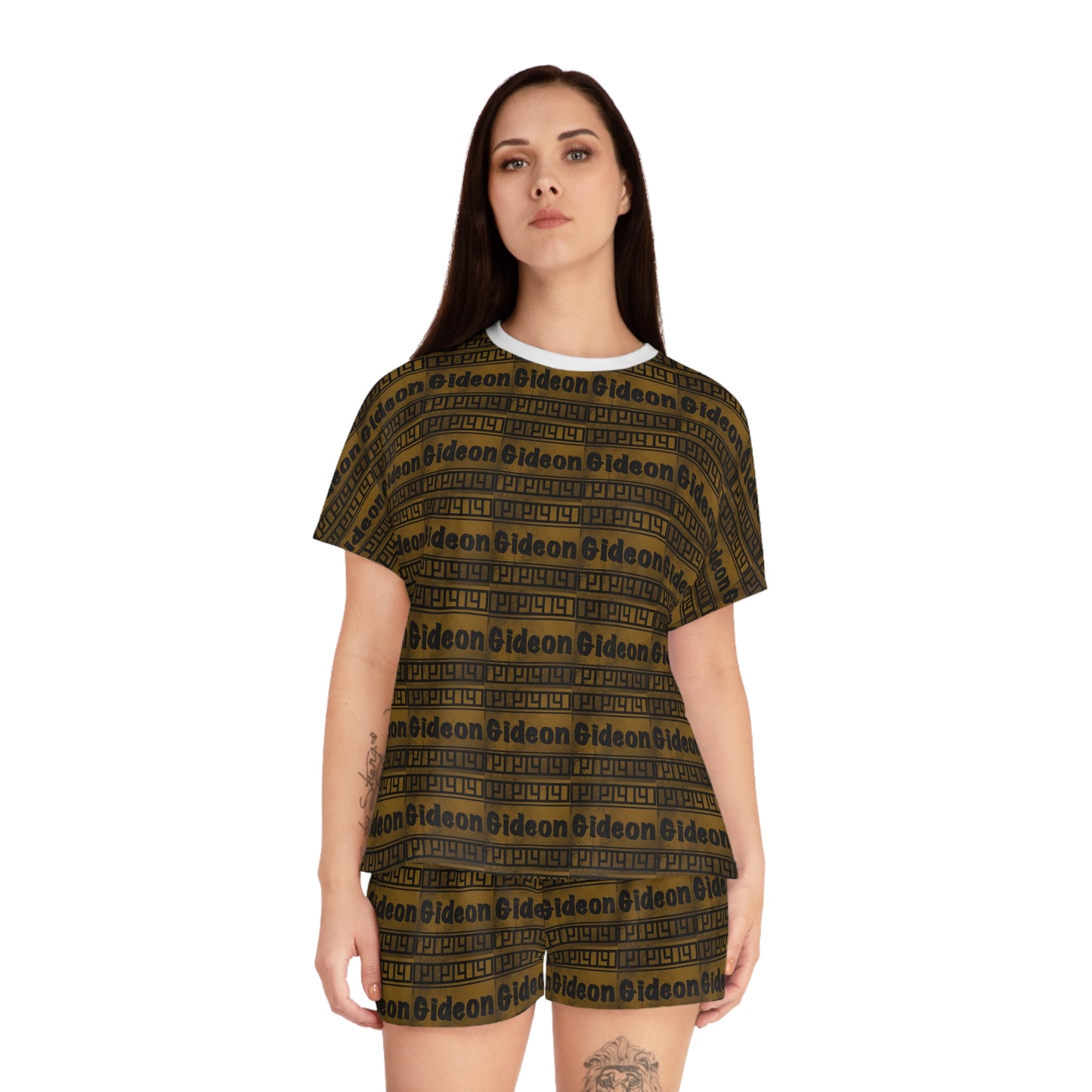 Gideon Women's Short Black and Gold Pajama Set