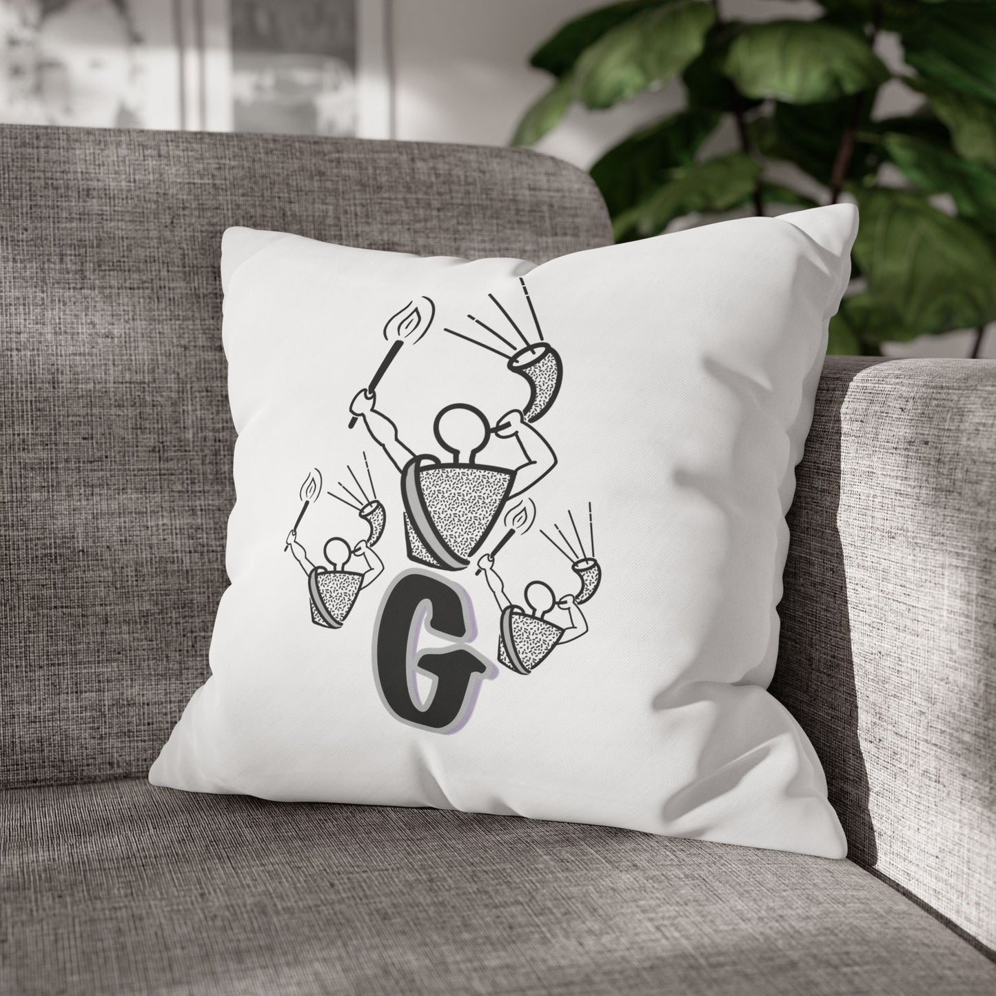 Gideon B/W Square Poly Canvas Pillowcase