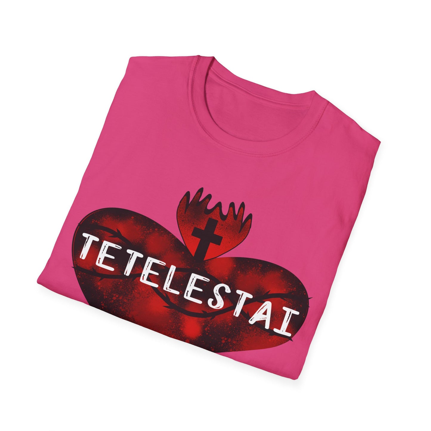 Tetelestai sacred heart of Jesus unisex Softstyle T-Shirt