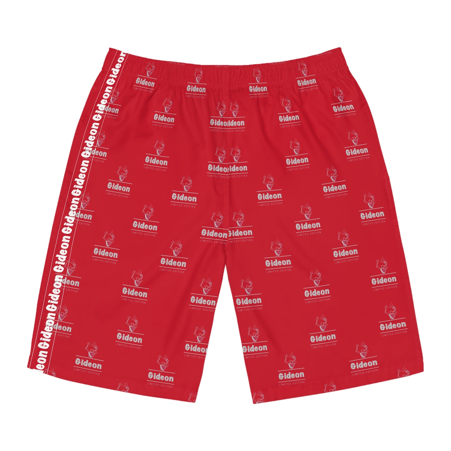 Gideon White grey limited edition on Red Men's Board Shorts (AOP)