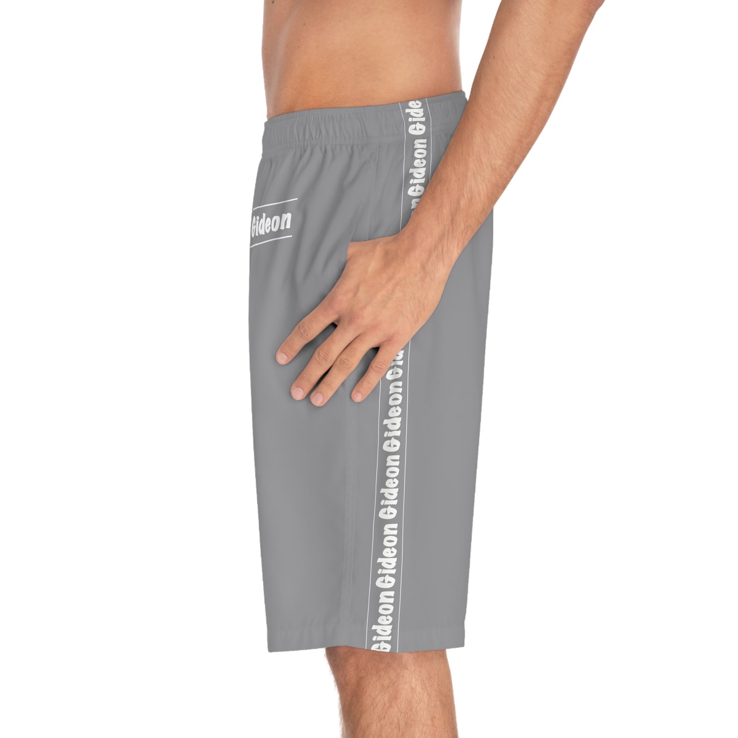 Gideon White on Grey Men's Board Shorts (AOP)