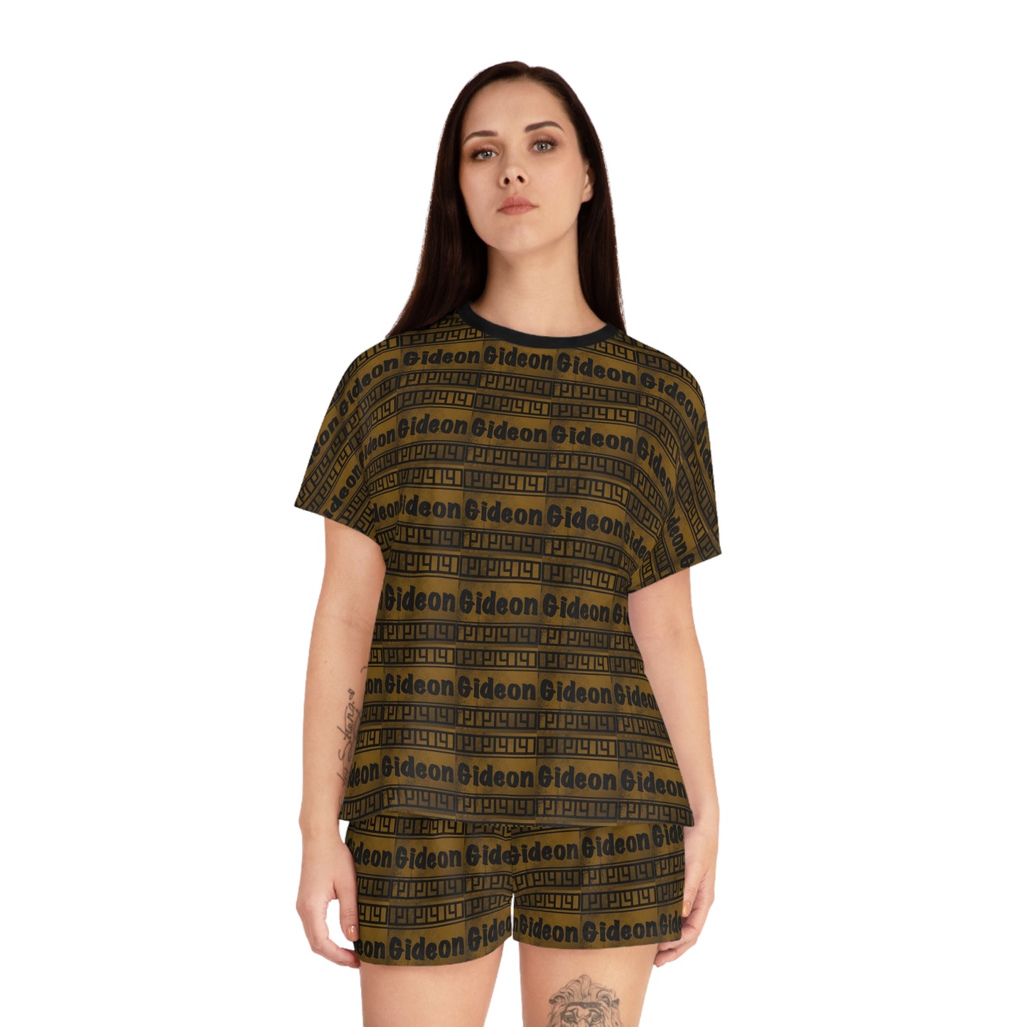 Gideon Women's Short Black and Gold Pajama Set