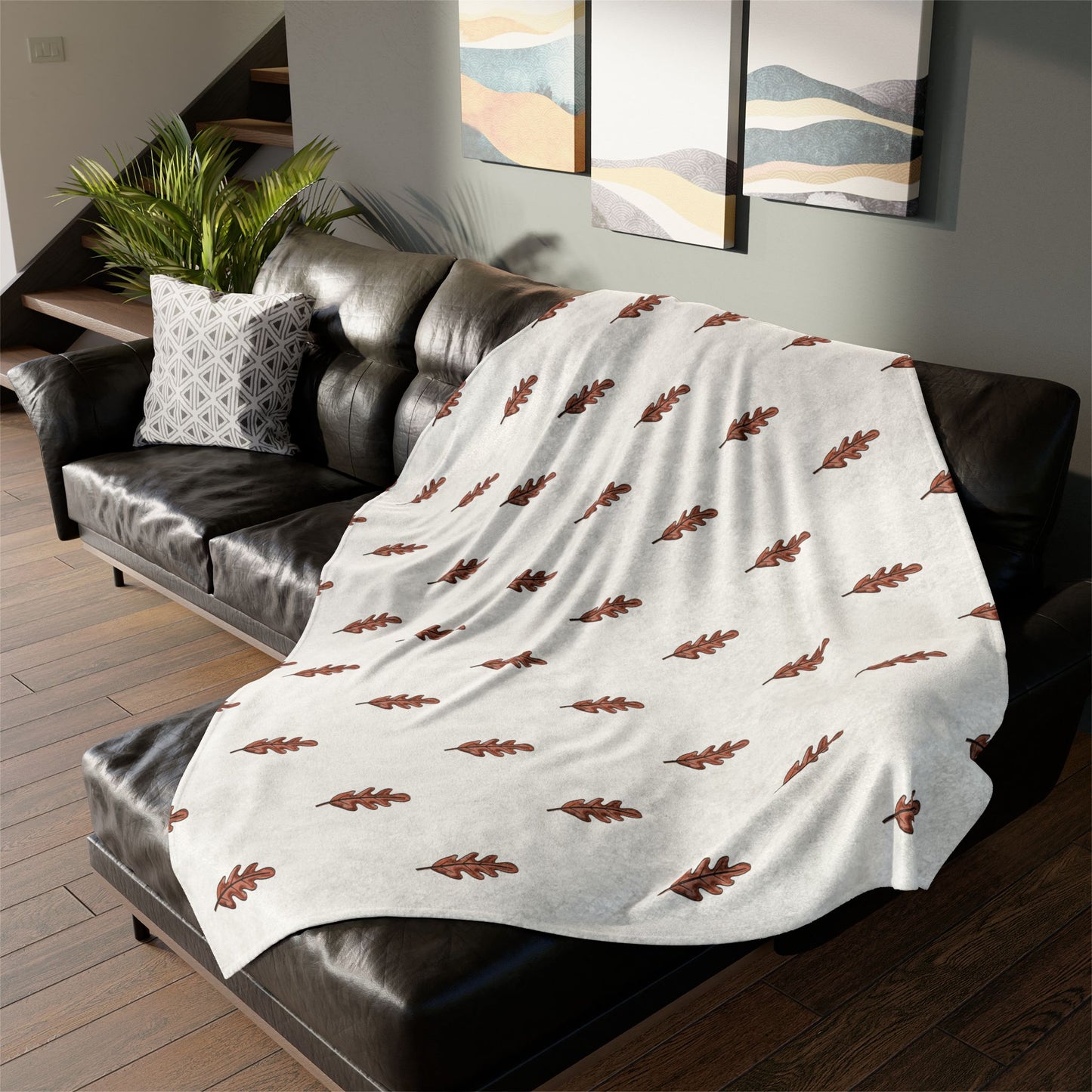 Brown Oak Leaves Soft Polyester Blanket