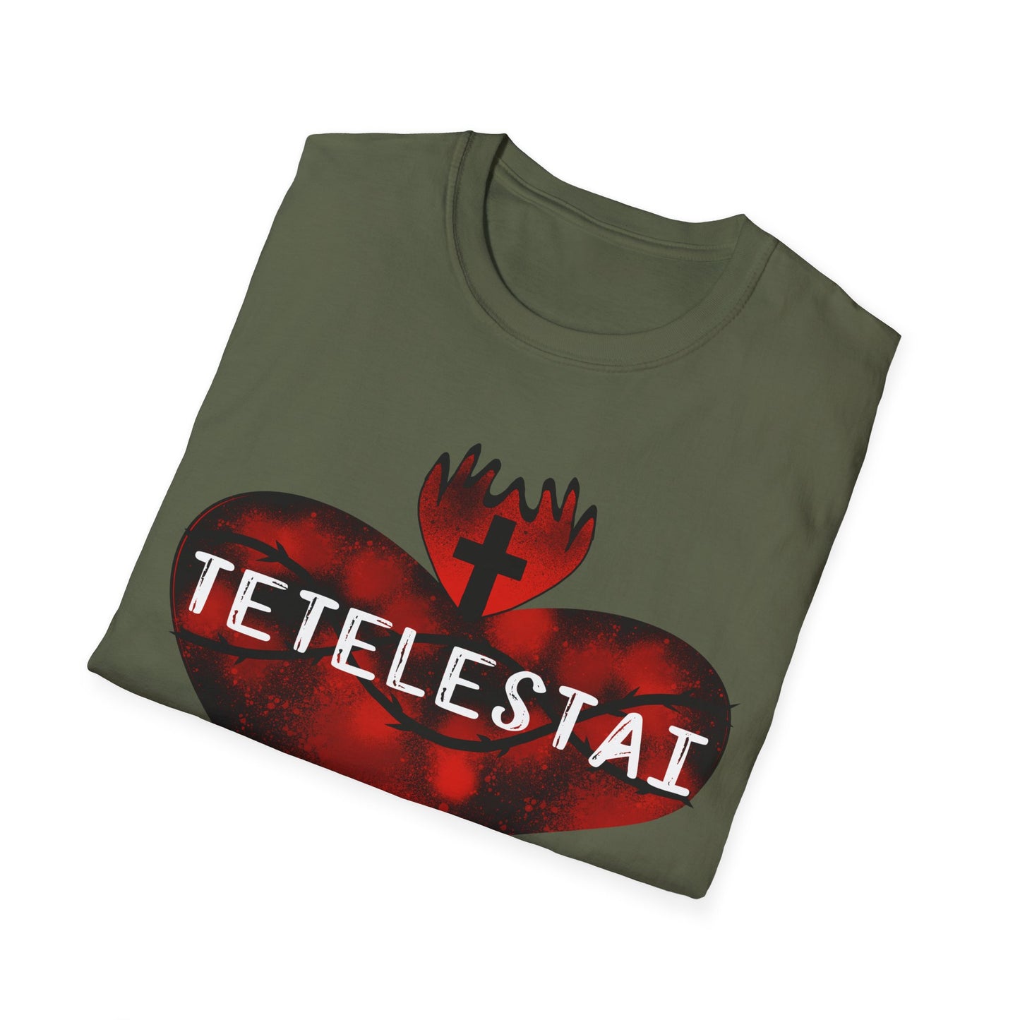 Tetelestai sacred heart of Jesus unisex Softstyle T-Shirt