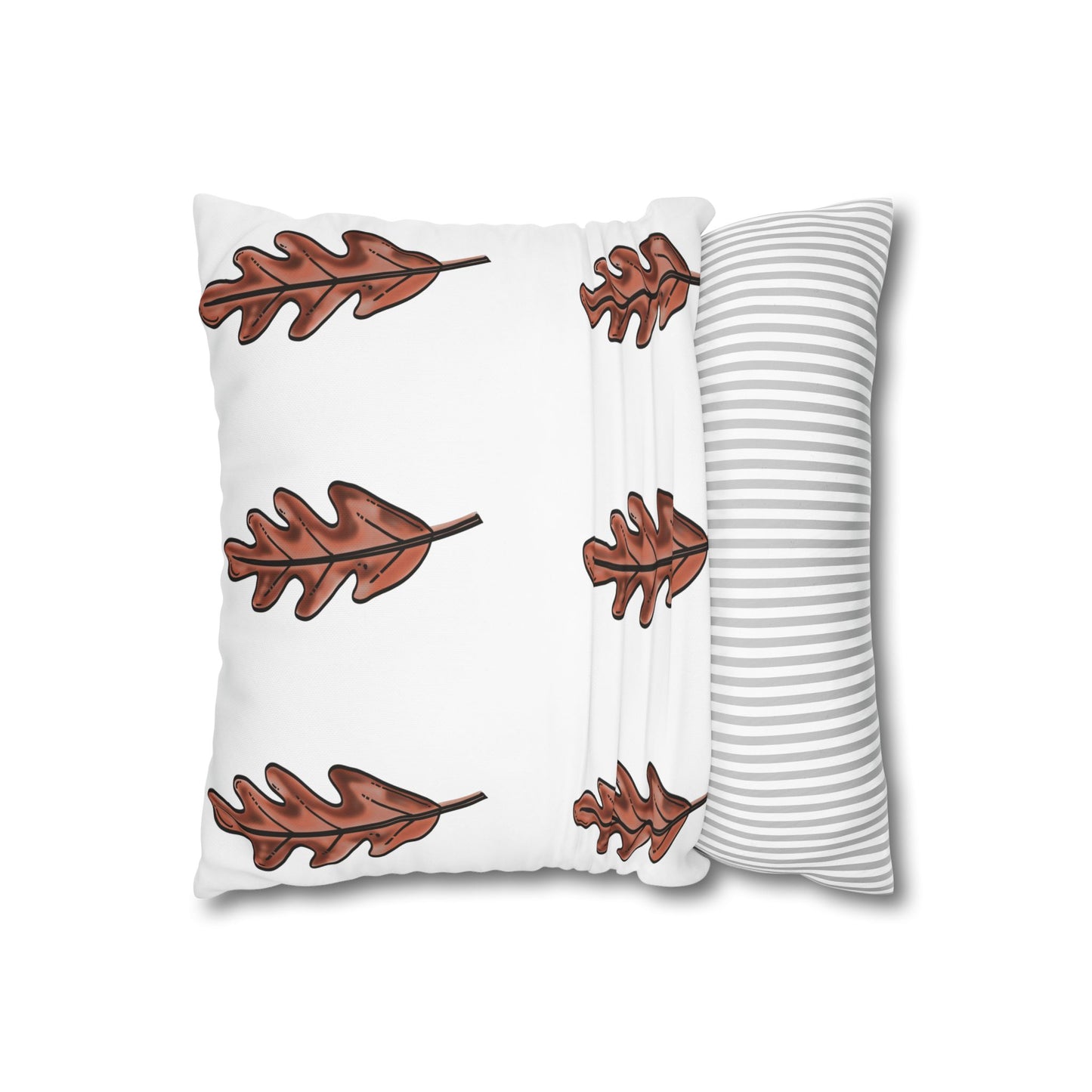 Brown Oak Leaves Square Poly Canvas Pillowcase