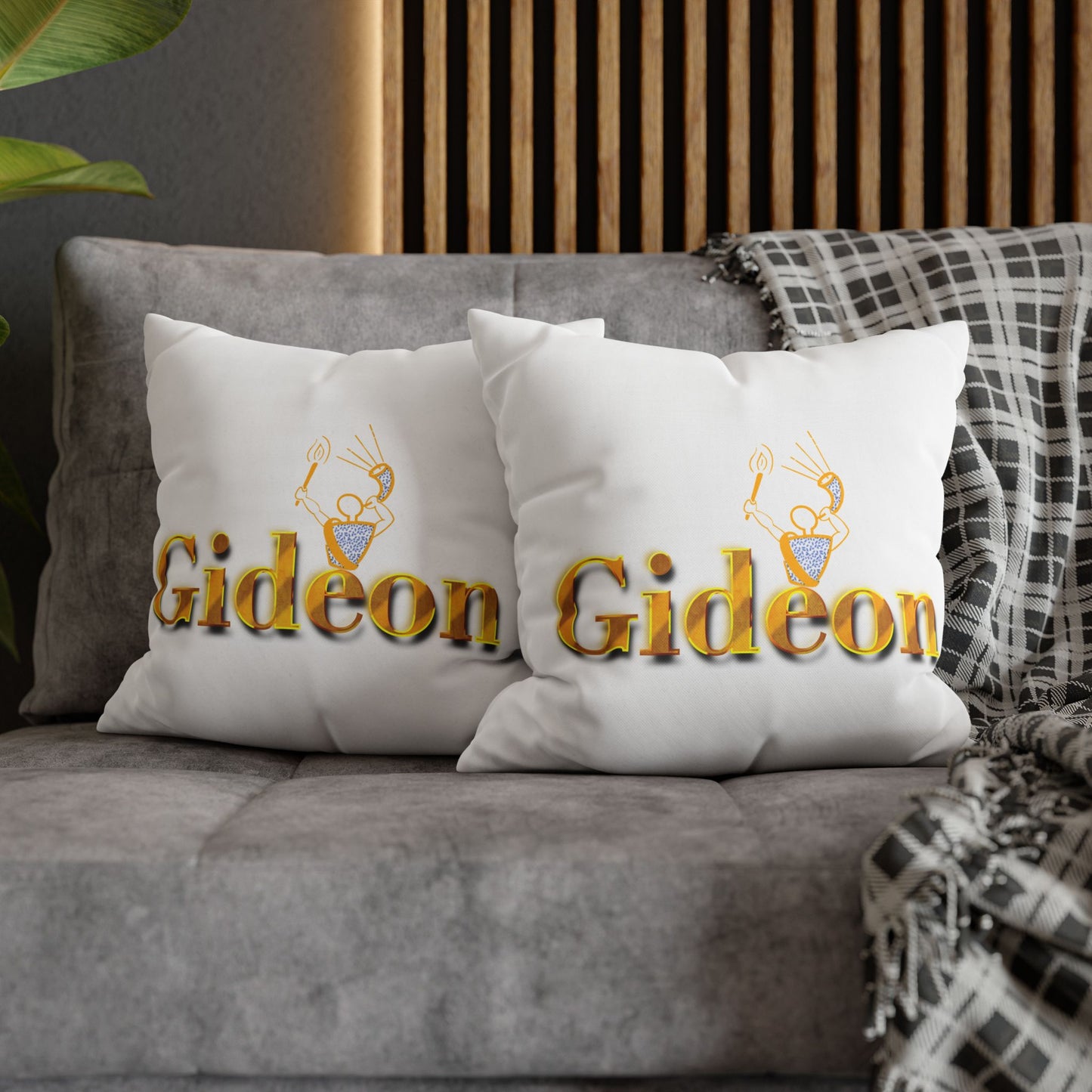 Gideon text with Ram and Torch Square Poly Canvas Pillowcase