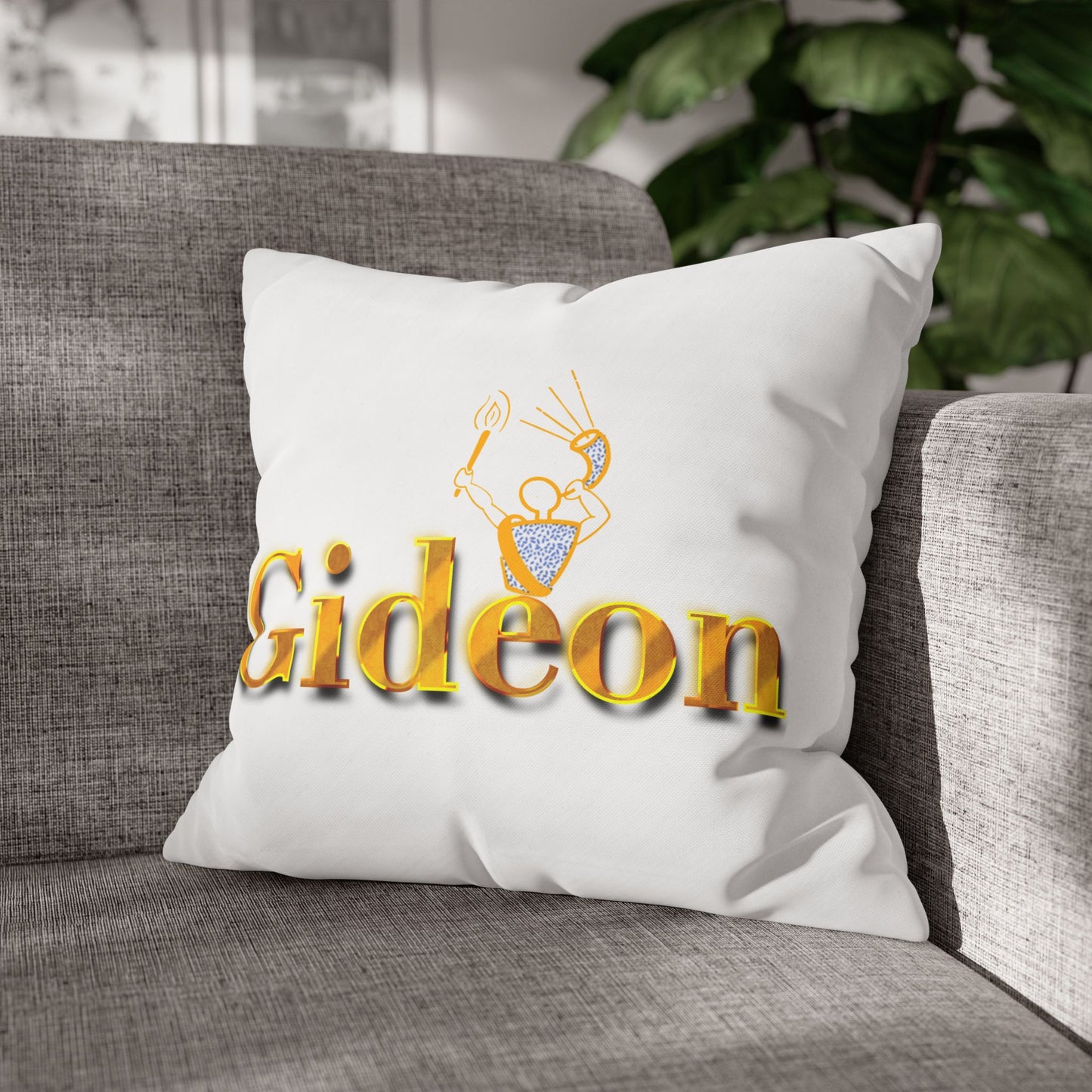 Gideon text with Ram and Torch Square Poly Canvas Pillowcase